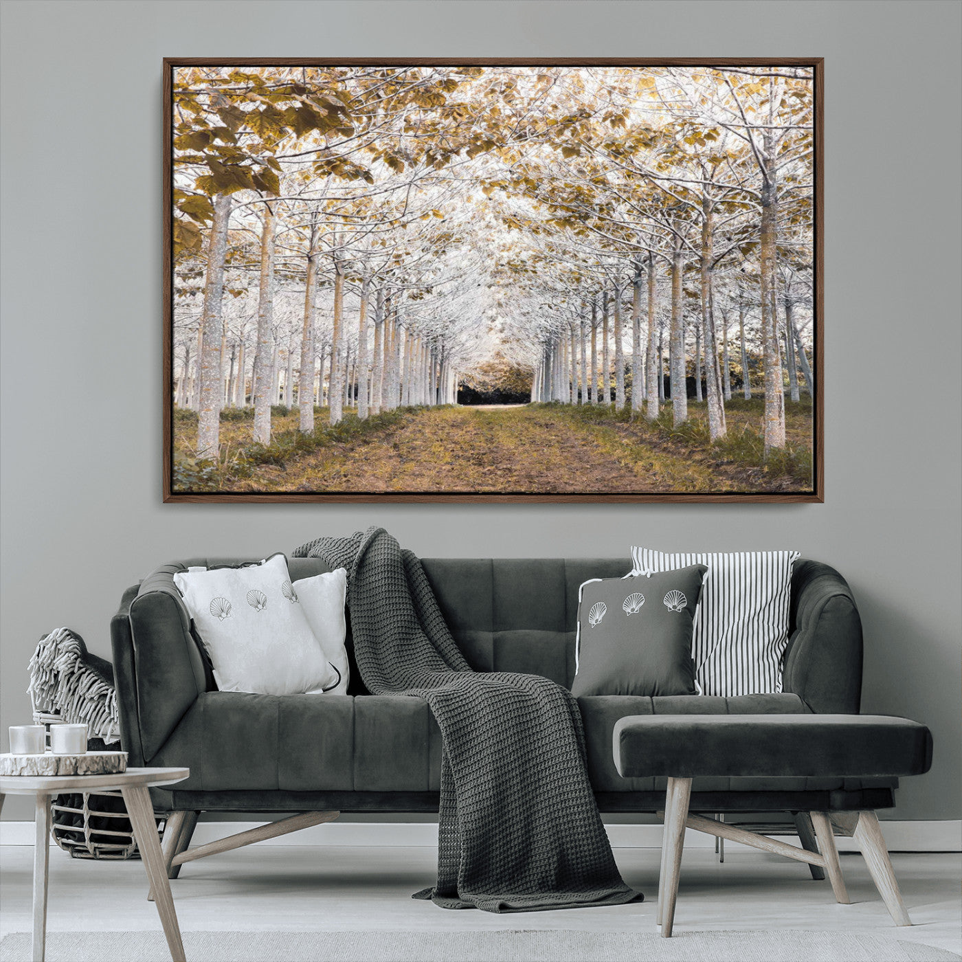 MGV-FC-36X24 - Forest Grove Wall Art | Serene Pathway Canvas Print | Ready to Hang and Framed Nature Wall Decor for
