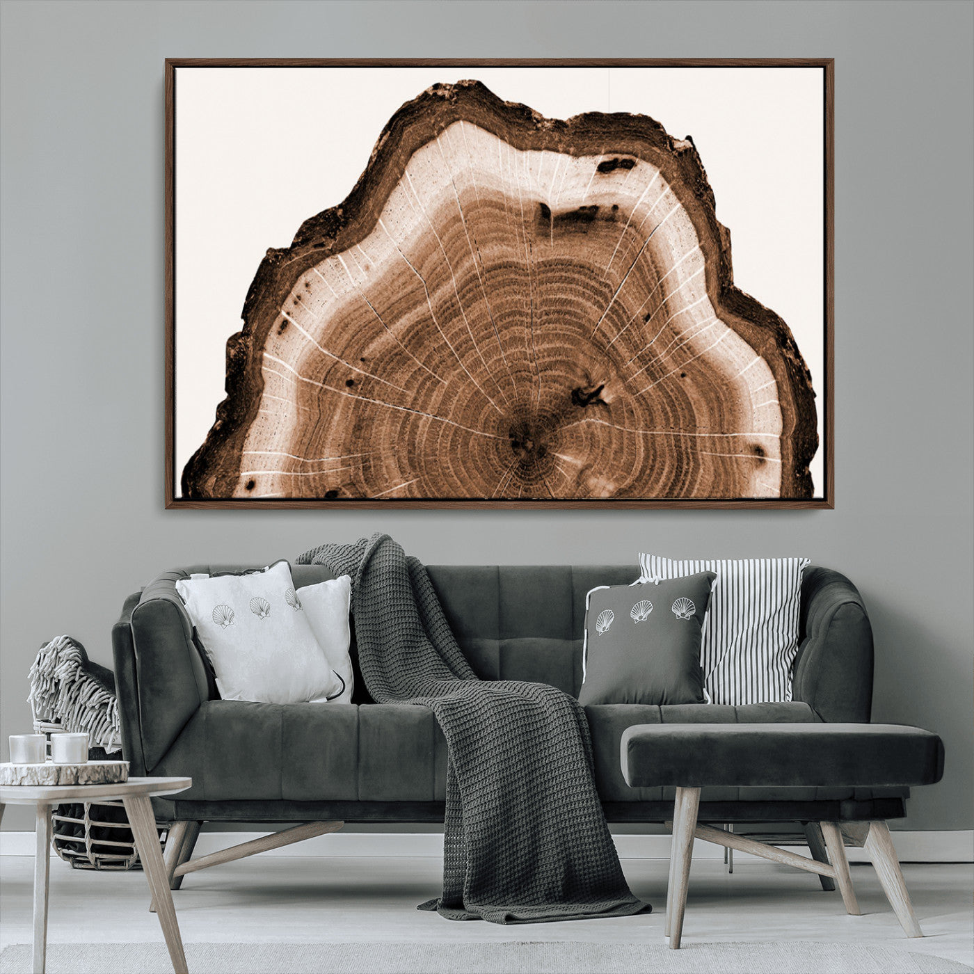 45195-MGV-CV-36X24-Rustic Wood Rings Wall Art | Nature-Inspired Tree Ring Canvas Print | Ready to Hang and Framed for