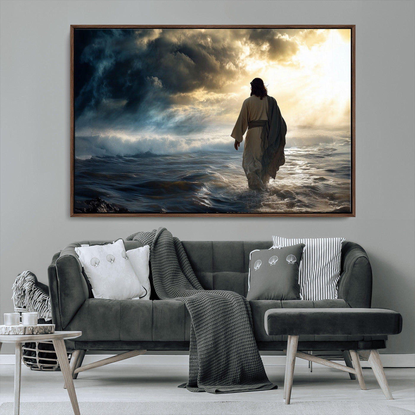 MGV-FC-36X24 - Jesus Walking on Water Wall Art | Canvas Print | Ready to Hang | Christian Home Decor | Spiritual