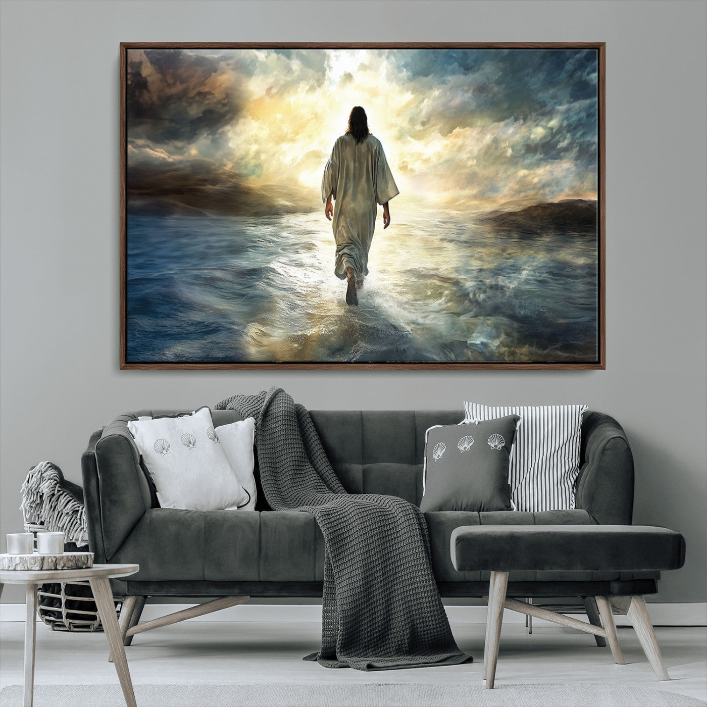 MGV-FC-36X24 - Jesus Walking on Water Wall Art | Canvas Print | Ready to Hang | Christian Home Decor | Spiritual