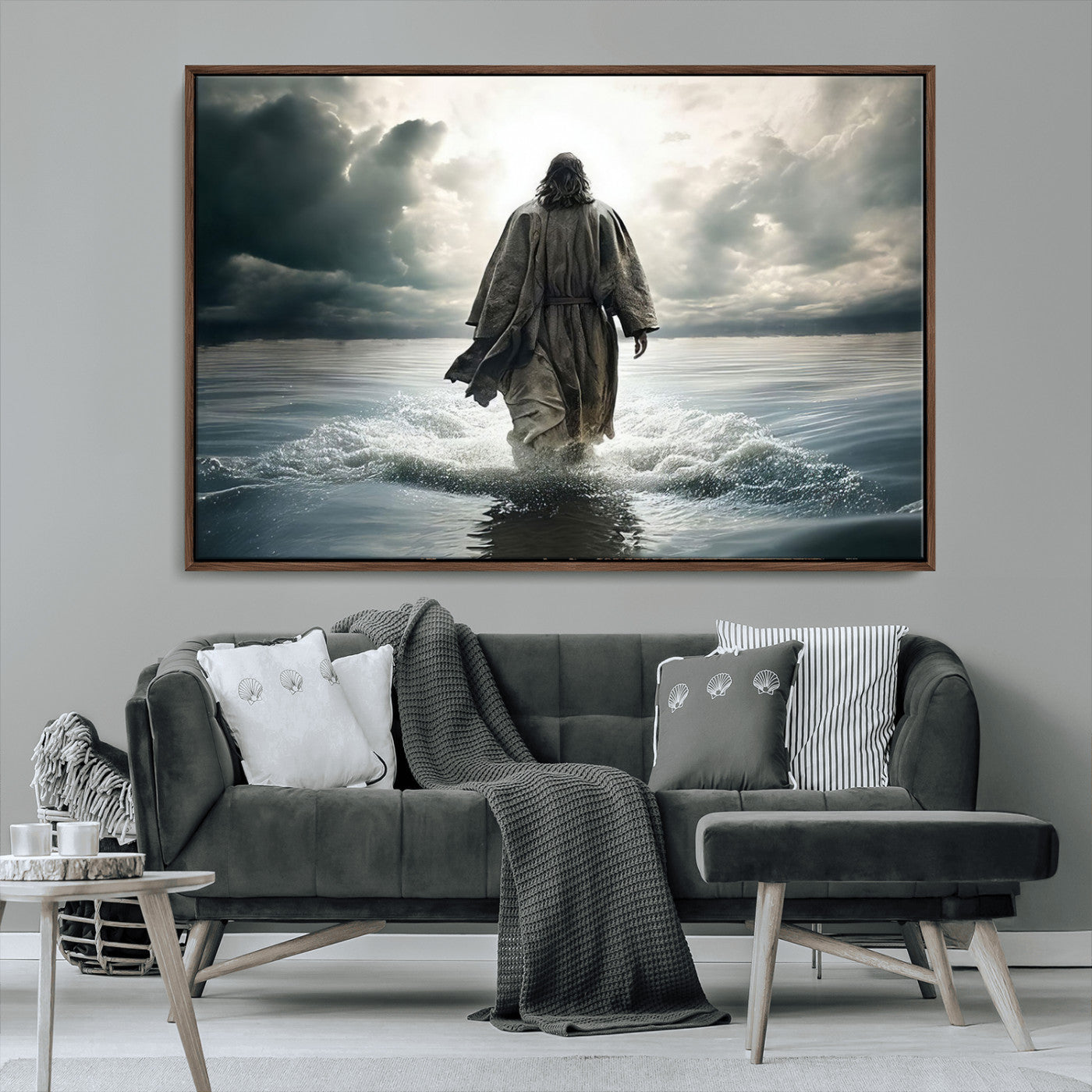 MGV-FC-36X24 - Jesus Walking on Water Wall Art | Canvas Print | Ready to Hang | Christian Home Decor | Spiritual