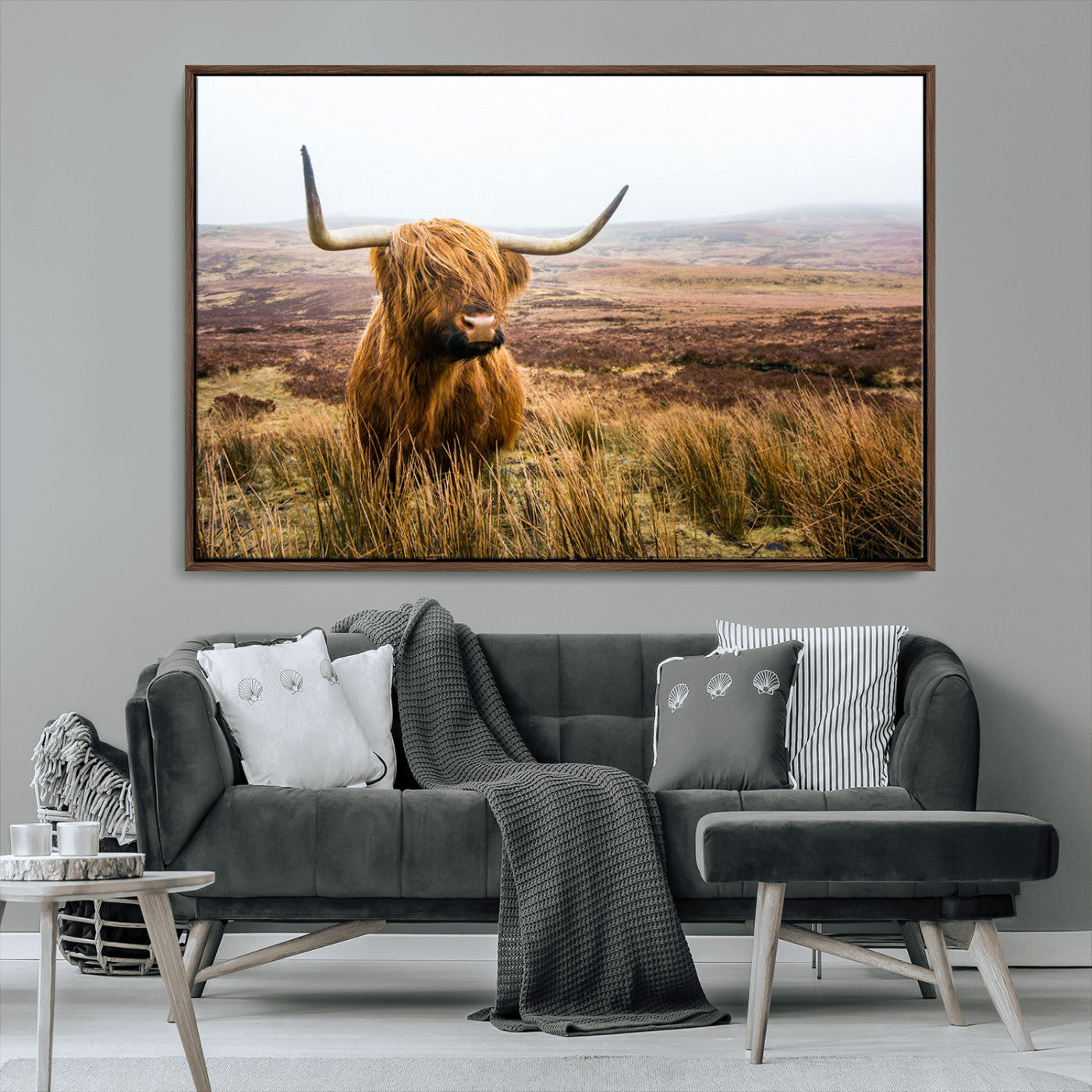 97274-MGV-CV-36X24-Scottish Highland Cow Canvas Wall Art – Rustic Farmhouse Charm with Highland Cattle – Ready to Hang