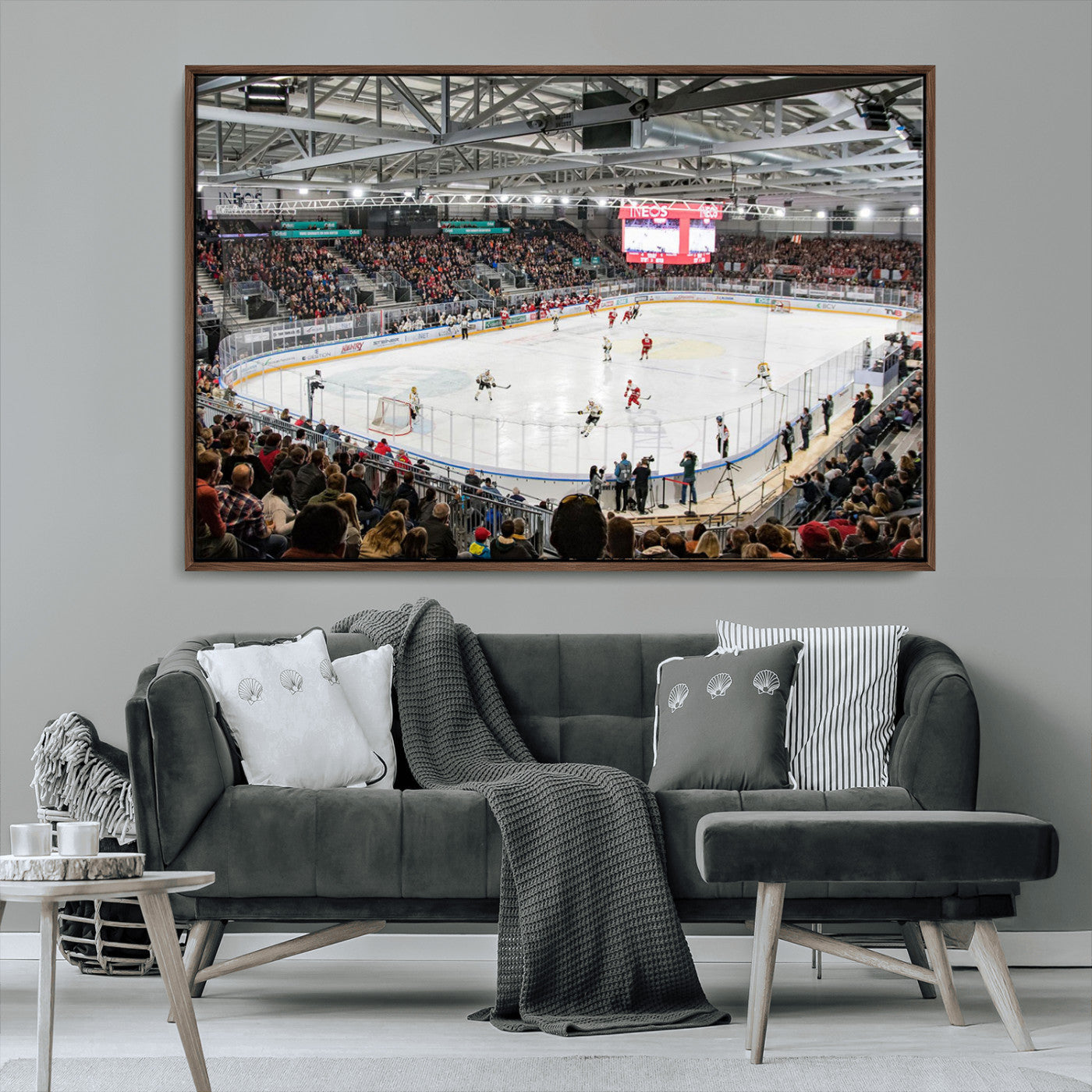MGV-FC-36X24 - Lausanne Arena Ice Hockey Stadium Wall Art Canvas Print, Framed Lausanne Arena Ice Hockey Canvas