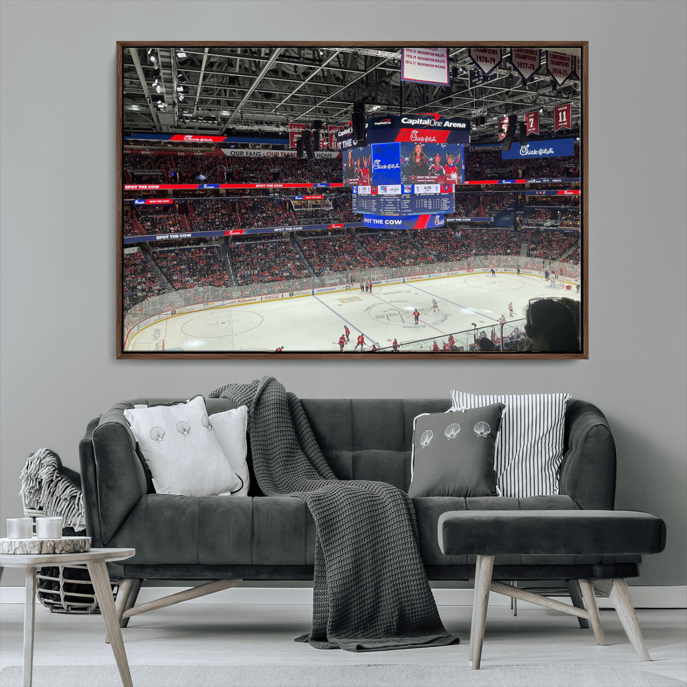 MGV-FC-36X24 - Washington Capitols New York Rangers Ice Hockey Game Stadium Wall Art Canvas Print