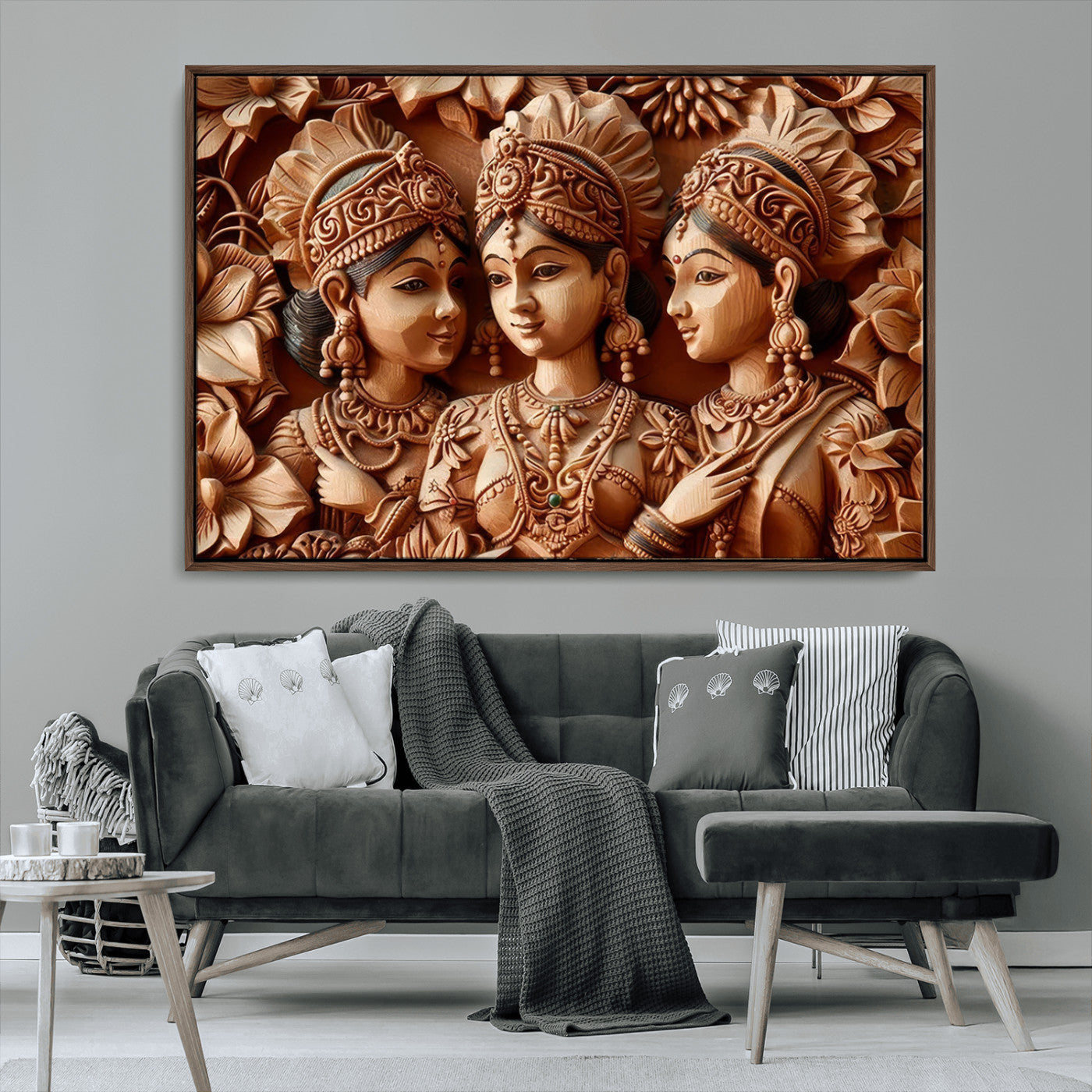 MGV-FC-36X24 - Indian Woman Statue Wall Art Canvas Print