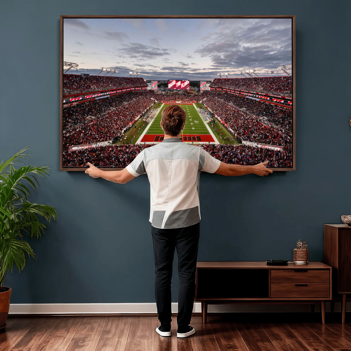 35698-MGV-CV-36X24 - Florida Tampa Raymond James Stadium Wall Art Canvas Print - NFL Football Stadium Print Canvas