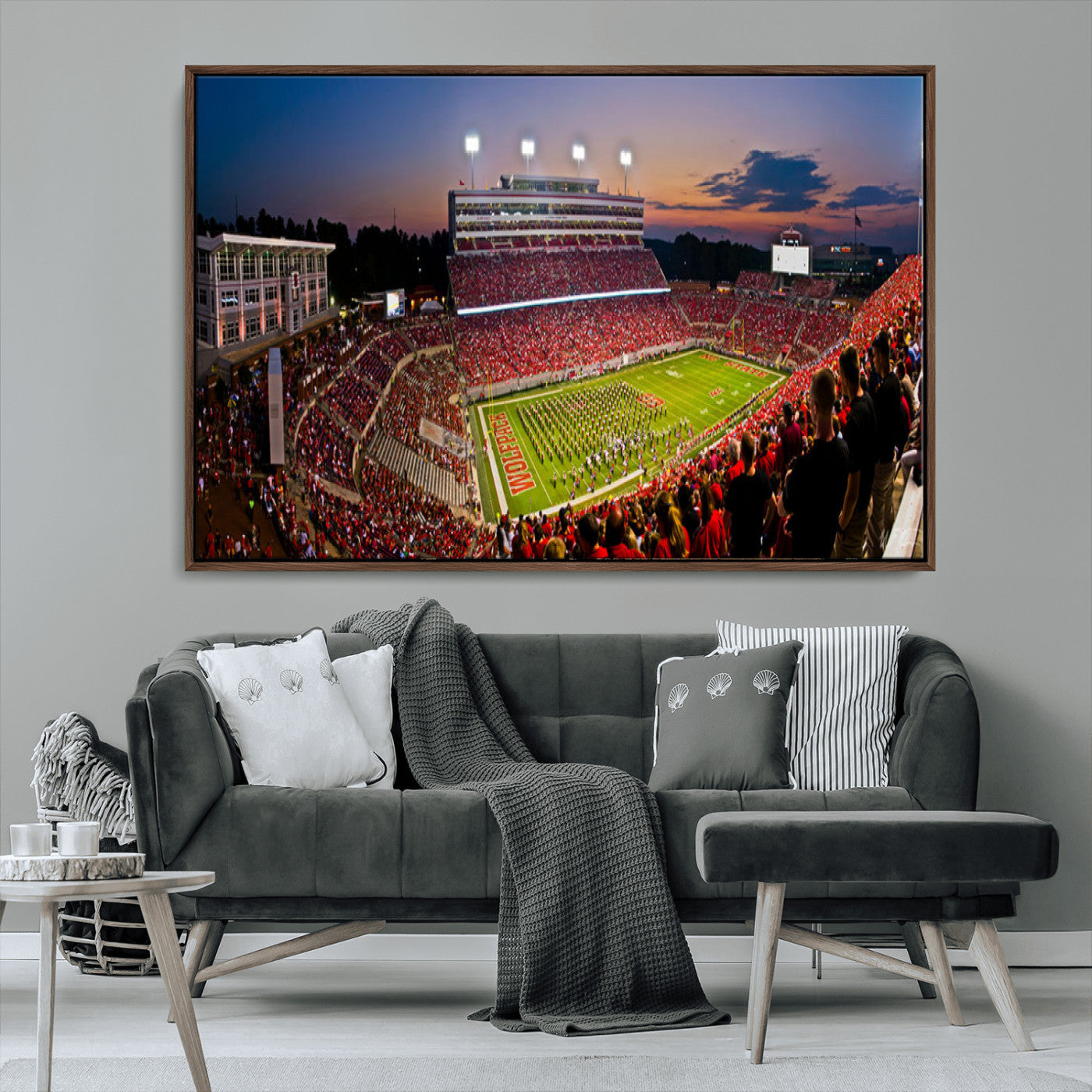 MGV-FC-36X24 - NC State Wolfpack Football Team Print - Raleigh Carter-Finley Stadium Wall Art Canvas Print