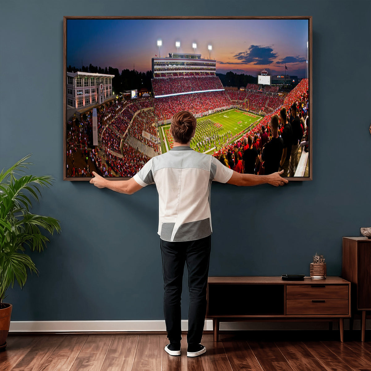 87655-MGV-CV-36X24 - NC State Wolfpack Football Team Print - Raleigh Carter-Finley Stadium Wall Art Canvas Print