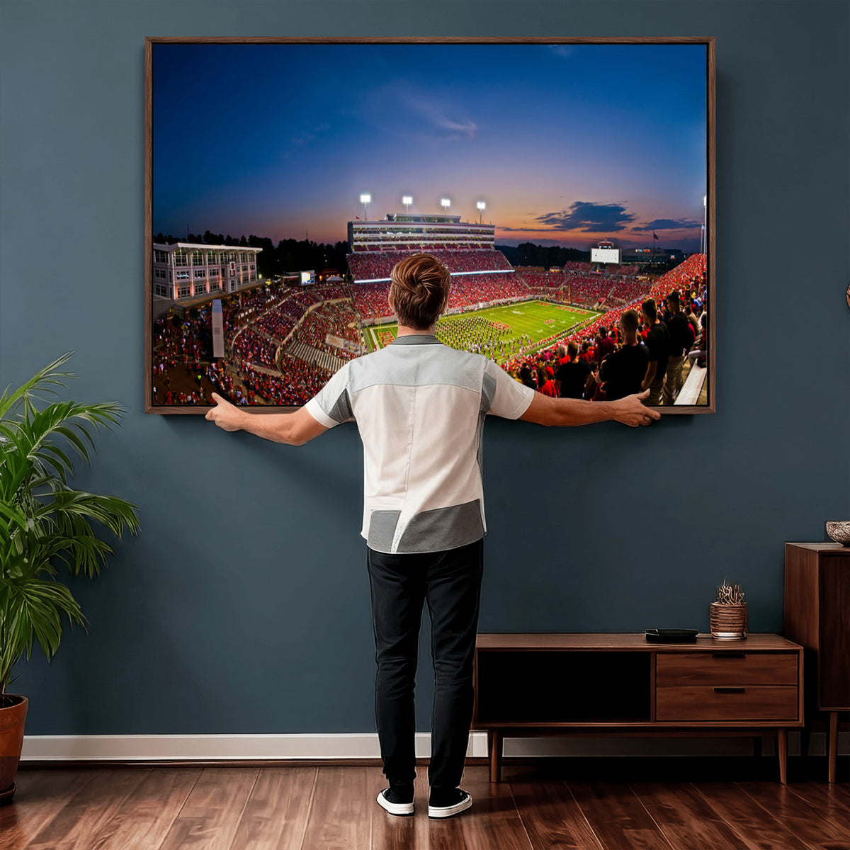 33313-MGV-CV-36X24 - NC State Wolfpack Football Team Print - Raleigh Carter-Finley Stadium Wall Art Canvas Print