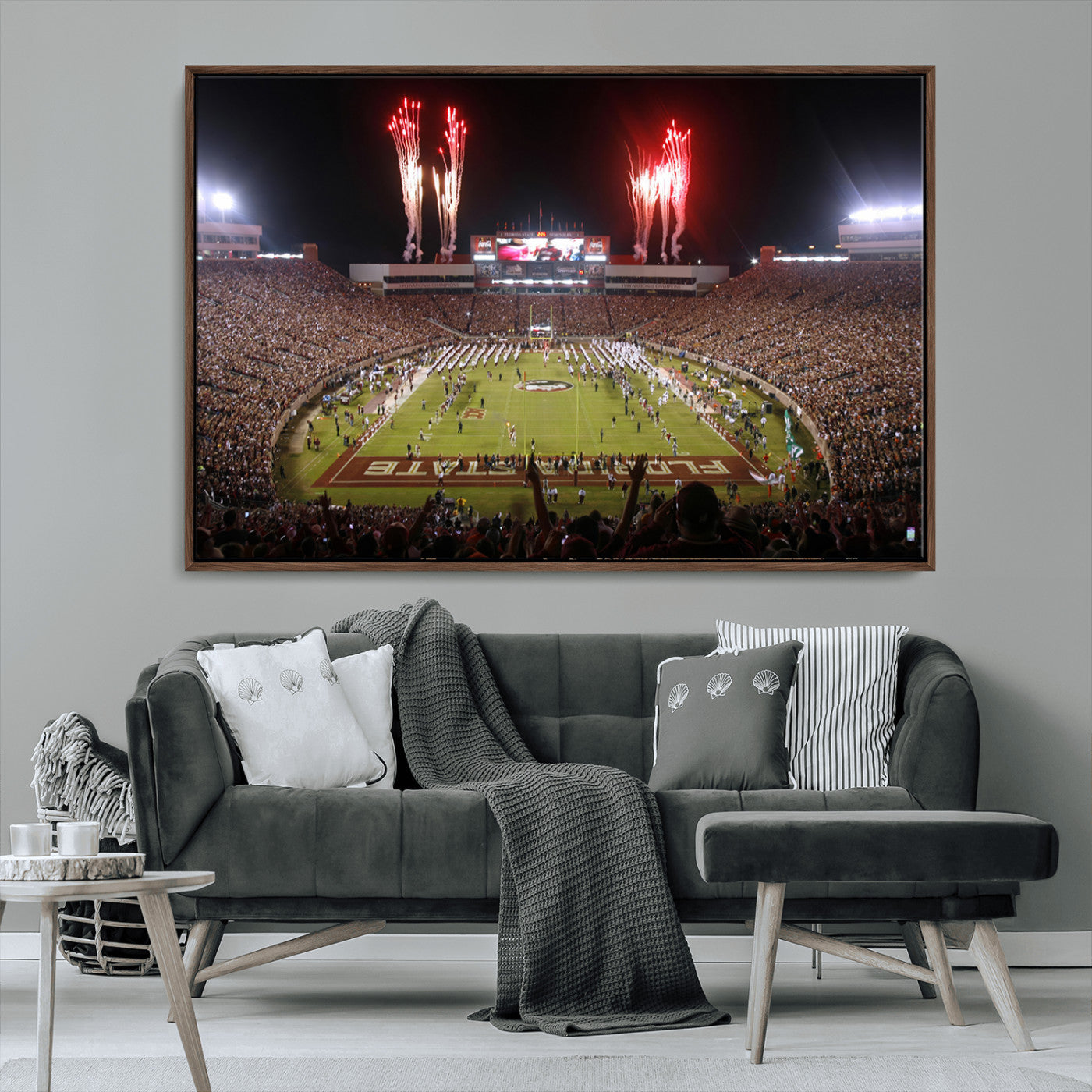 MGV-FC-36X24 - Framed Florida State Seminoles Football Team Print - Tallahassee Doak Campbell Stadium Wall Art