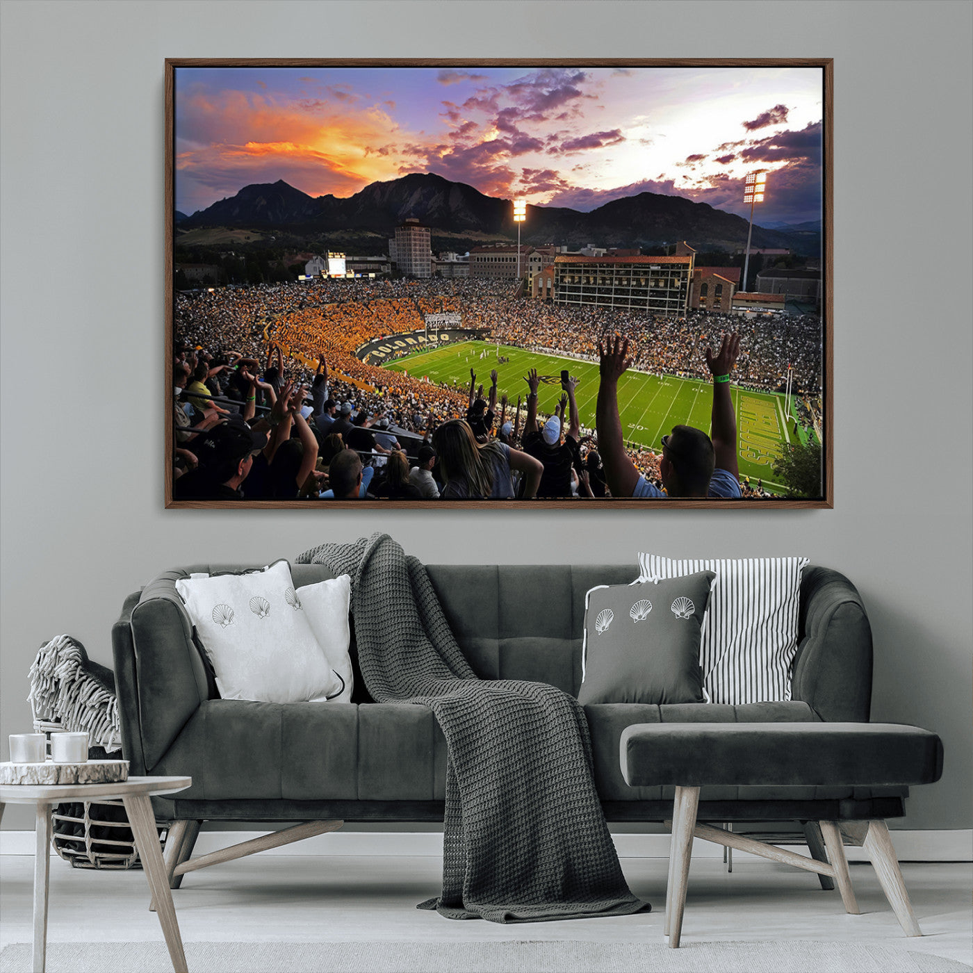 MGV-FC-36X24 - Framed Colorado Buffaloes Football Team Print - Boulder Folsom Field Stadium Wall Art Canvas Print