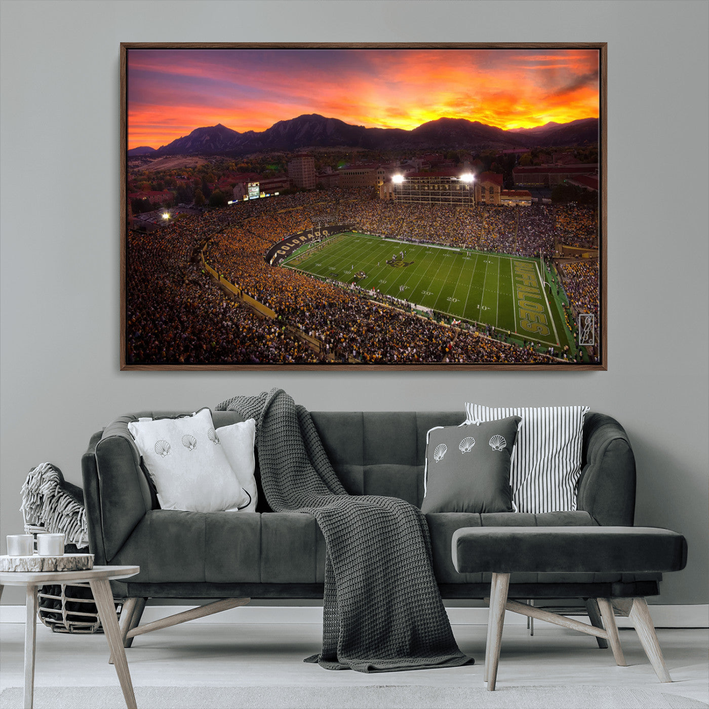 MGV-FC-36X24 - Colorado Buffaloes Football Team Print - Boulder Folsom Field Stadium Wall Art Canvas Print