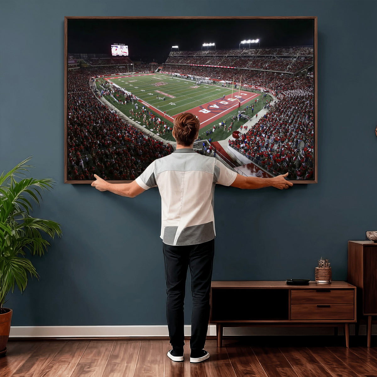 94207-MGV-CV-36X24 - Houston Cougars Football Team Print - Houston TDECU Stadium Wall Art Canvas Print