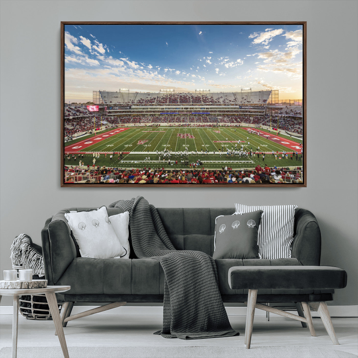MGV-FC-36X24 - Framed Houston Cougars Football Team Print - Houston TDECU Stadium Wall Art Canvas Print