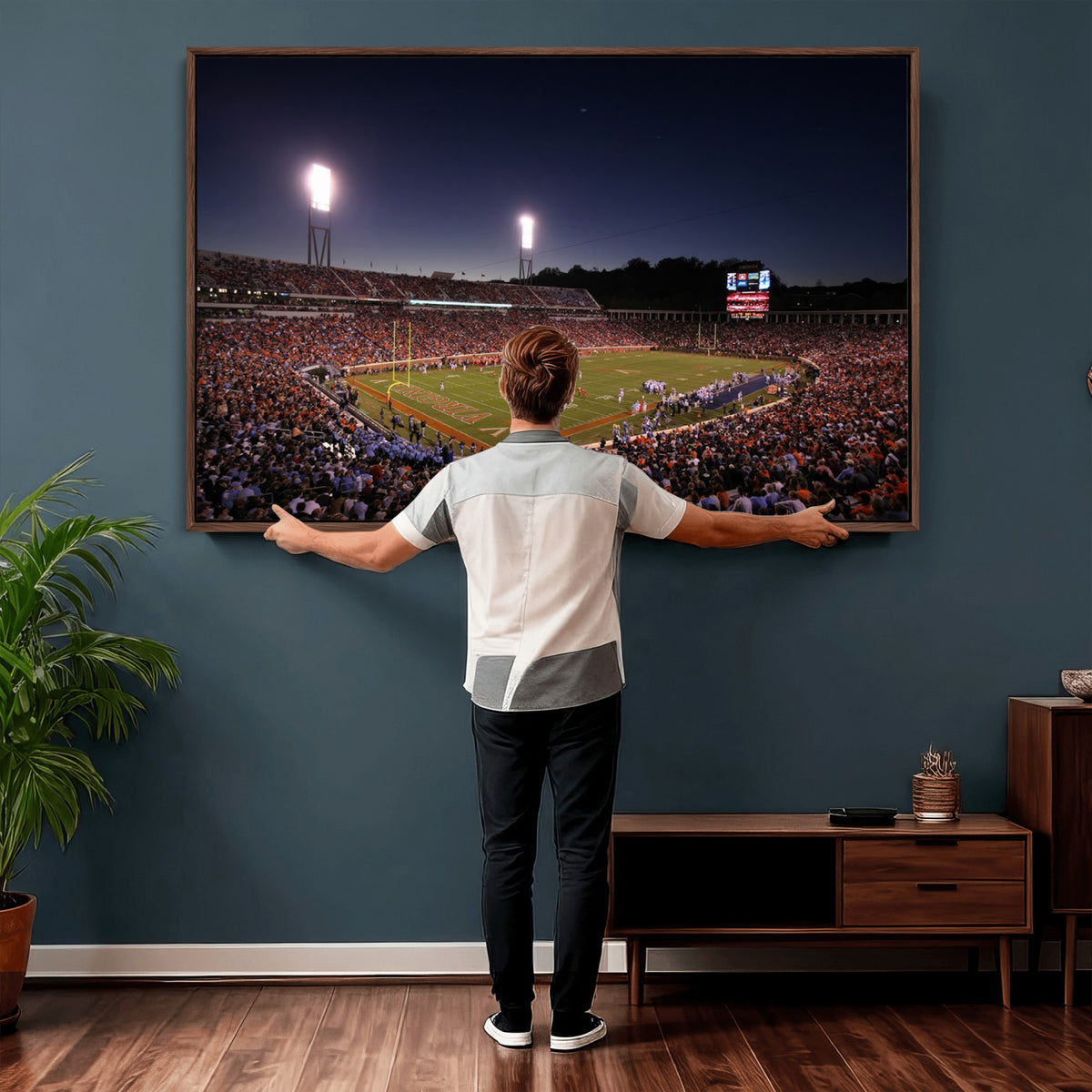 69378-MGV-CV-36X24 - Virginia Cavaliers Football Team Print - Charlottesville Scott Stadium Canvas Print Wall Art