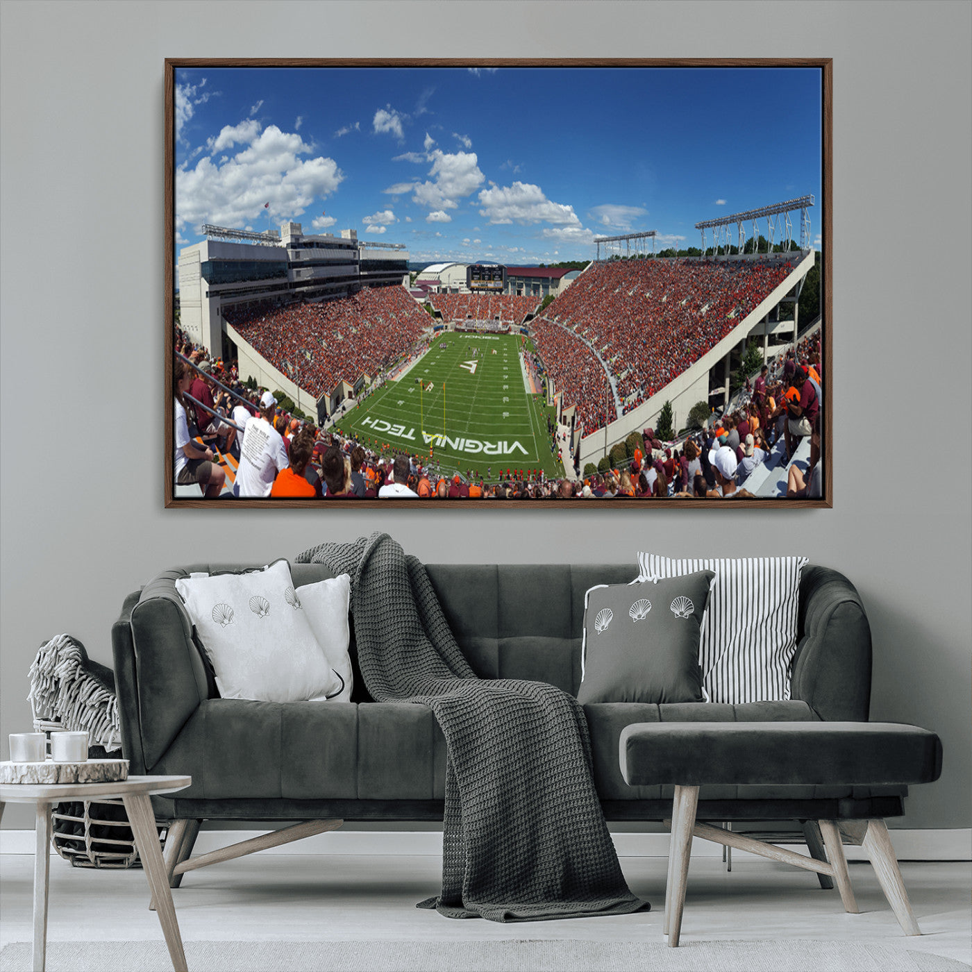MGV-FC-36X24 - Virginia Tech Hokies Football Team Print - Blacksburg Lane Stadium Wall Art Canvas Print