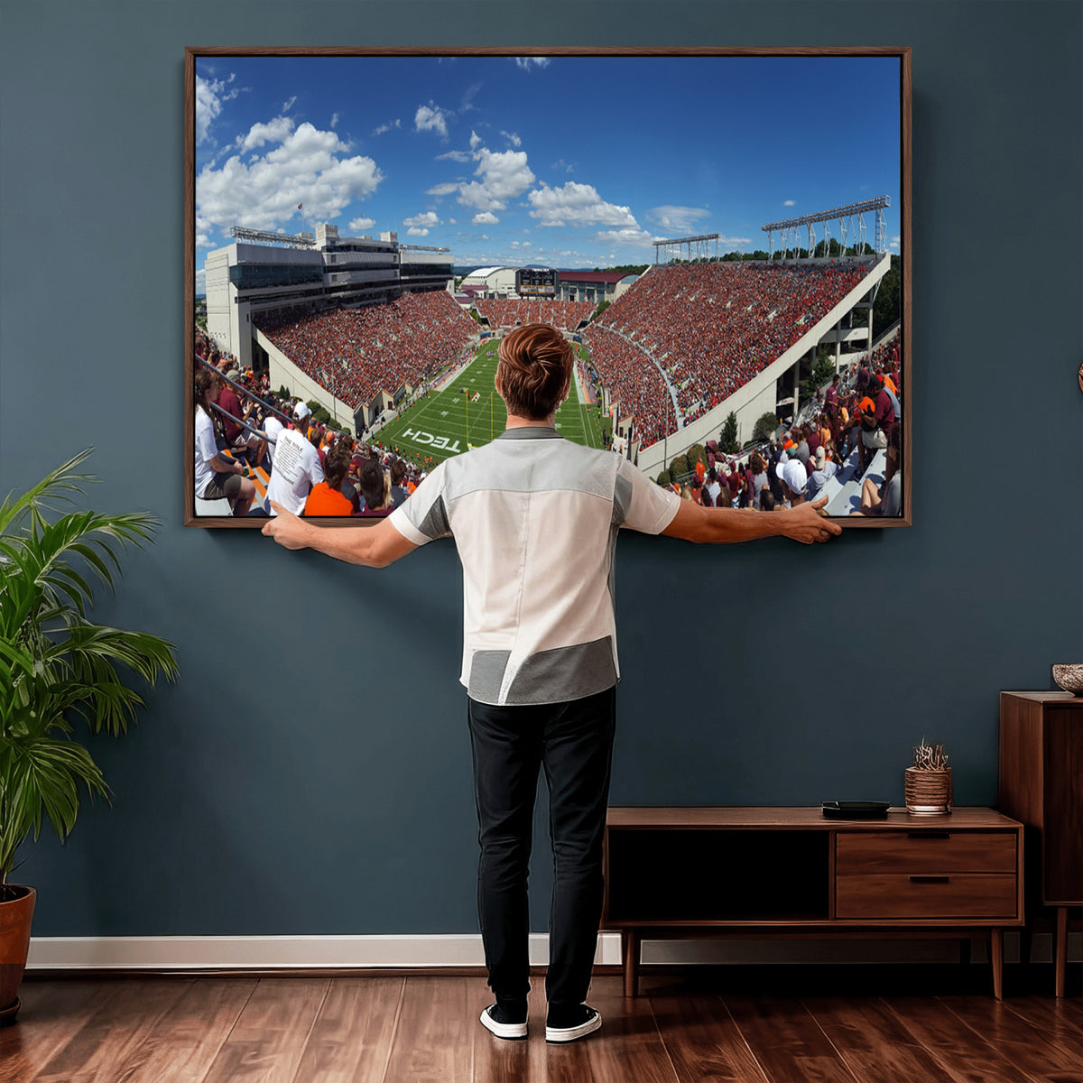 87769-MGV-CV-36X24 - Virginia Tech Hokies Football Team Print - Blacksburg Lane Stadium Wall Art Canvas Print