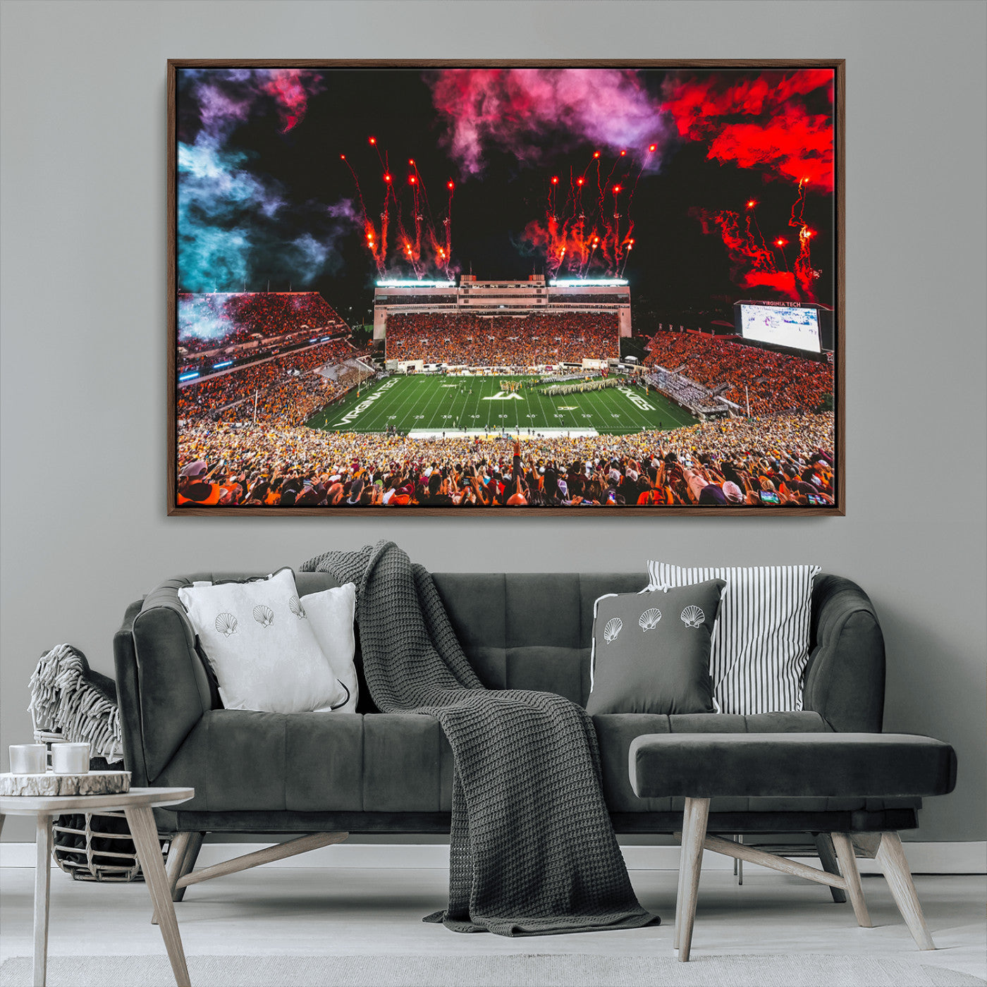 MGV-FC-36X24 - Virginia Tech Hokies Football Team Print - Blacksburg Lane Stadium Wall Art Canvas Print