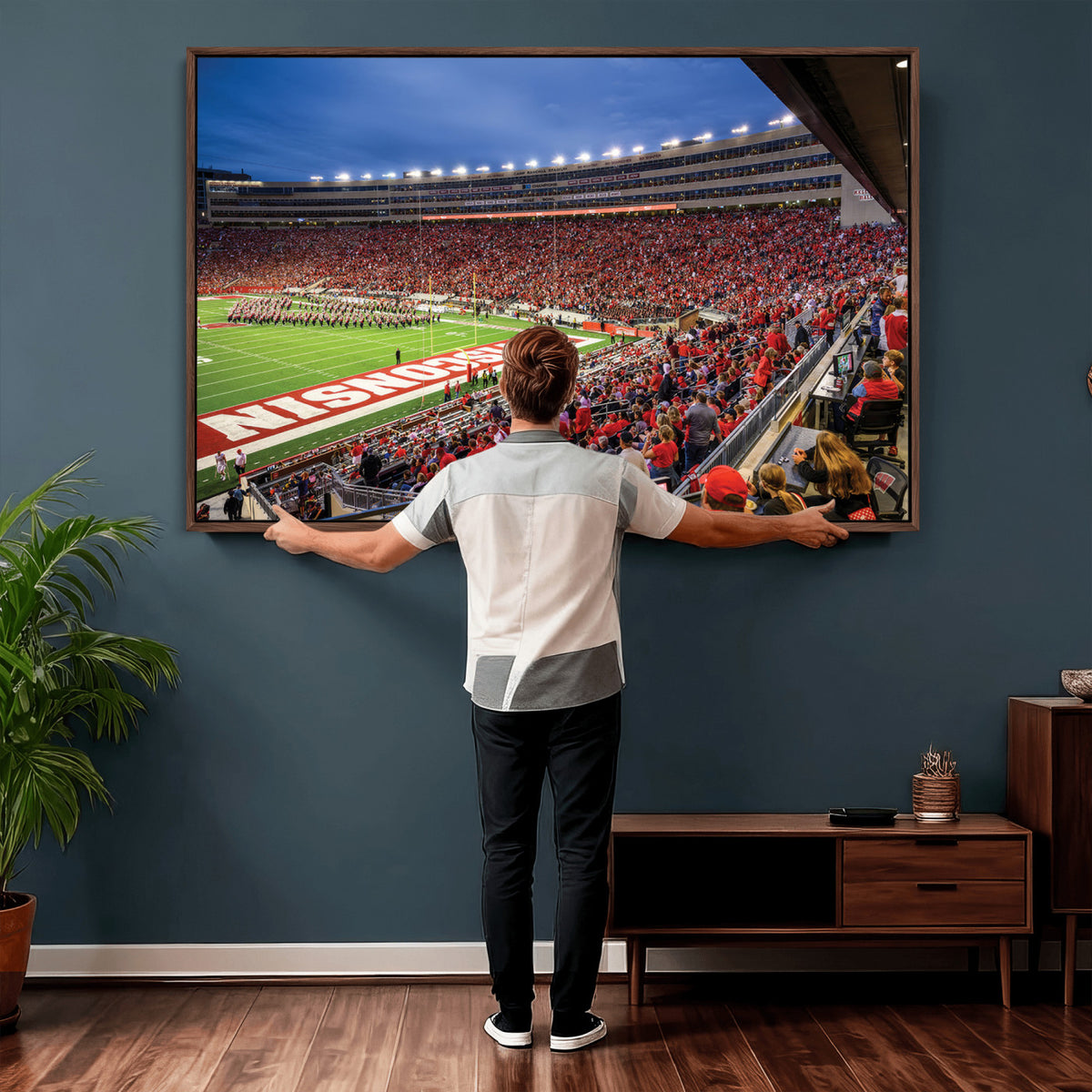 57601-MGV-CV-36X24 - Wisconsin Badgers Football Team Print - Madison Camp Randall Stadium Wall Art, Wisconsin Badgers