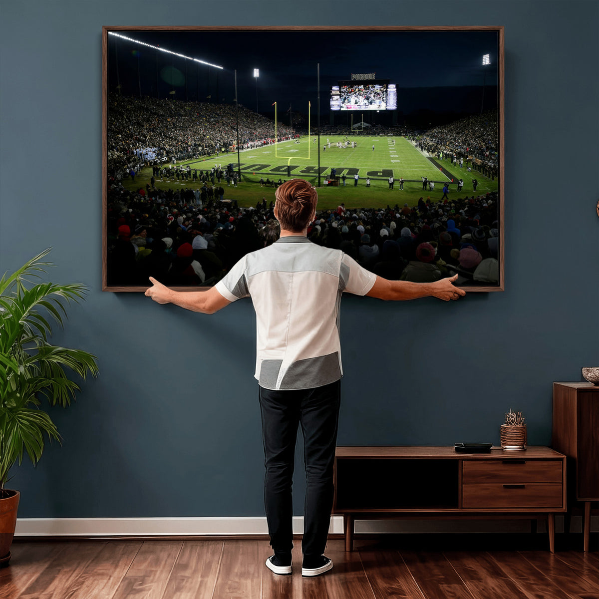 60140-MGV-CV-36X24 - Purdue Boilermakers Football Team Print - West Lafayette Ross–Ade Stadium Wall Art Canvas Print