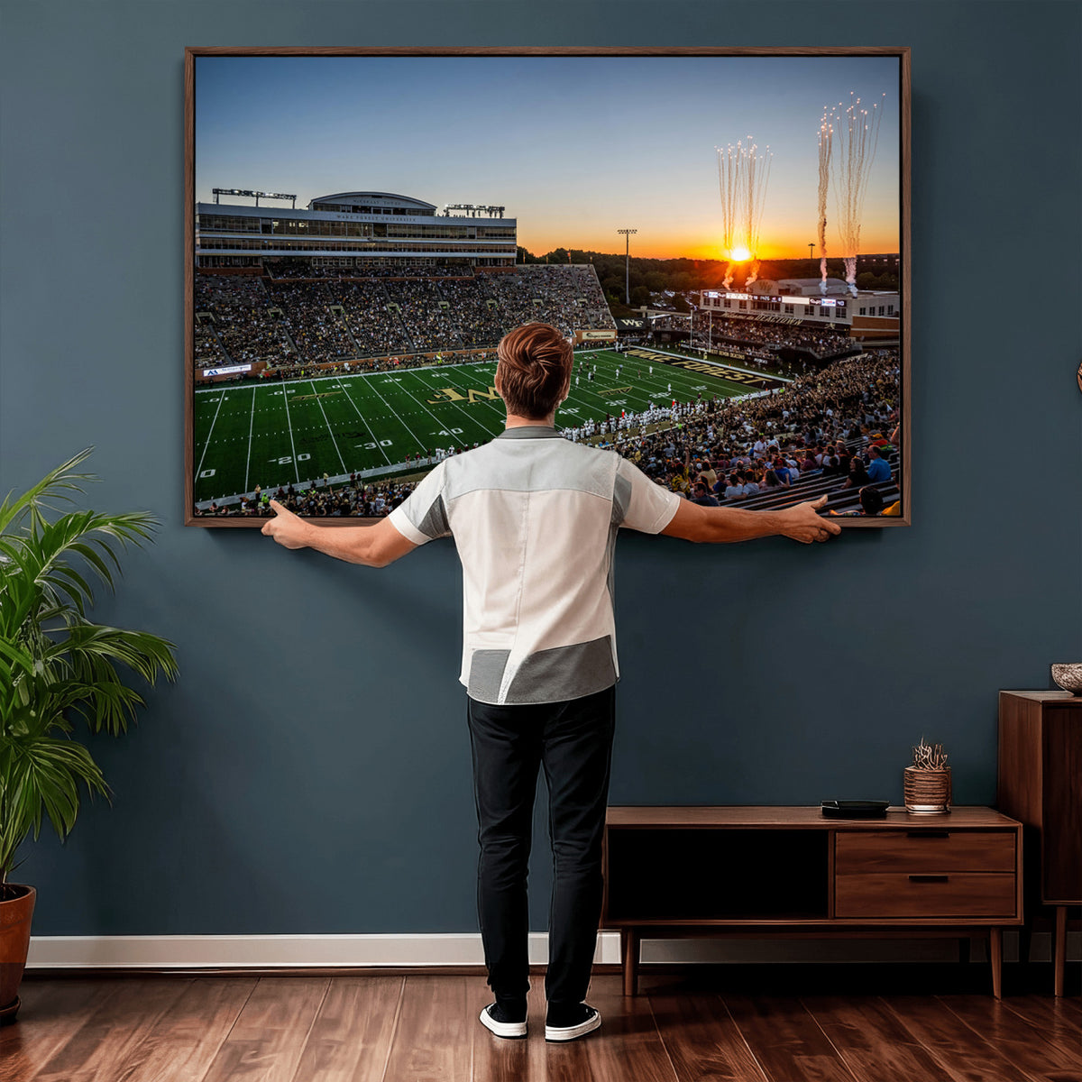 29253-MGV-CV-36X24 - Demon Deacons Football Team Print Canvas- Winston-Salem Allegacy Federal Credit Union Stadium Wall