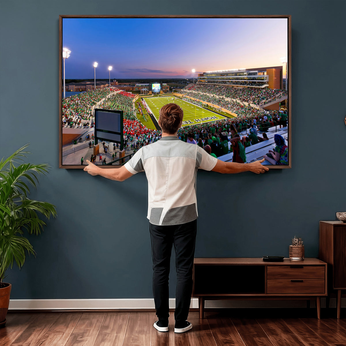 25916-MGV-CV-36X24 - University of North Texas Mean Green Football Team Print - Denton DATCU Stadium Canvas Print Wall
