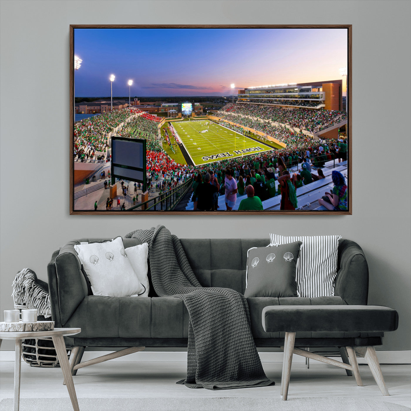 MGV-FC-36X24 - University of North Texas Mean Green Football Team Print - Denton DATCU Stadium Wall Art Canvas
