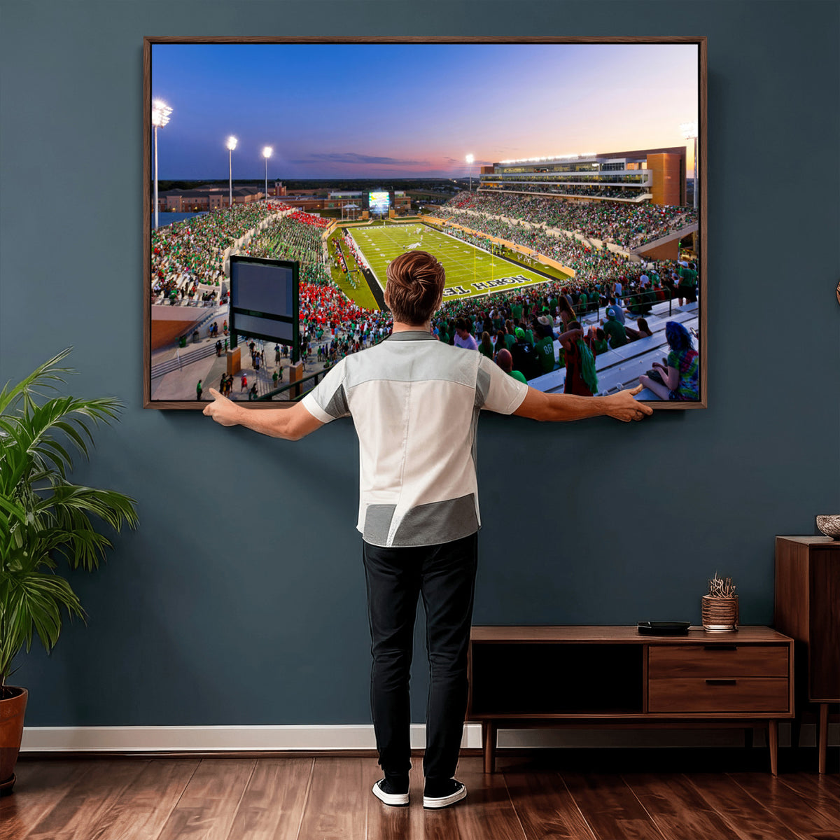 81582-MGV-CV-36X24 - University of North Texas Mean Green Football Team Print - Denton DATCU Stadium Wall Art Canvas
