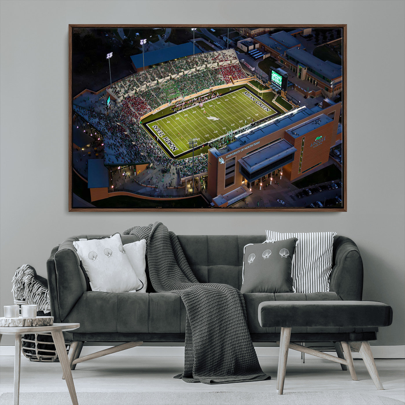 MGV-FC-36X24 - University of North Texas Mean Green Football Artwork, Football Team Print - Denton DATCU Stadium