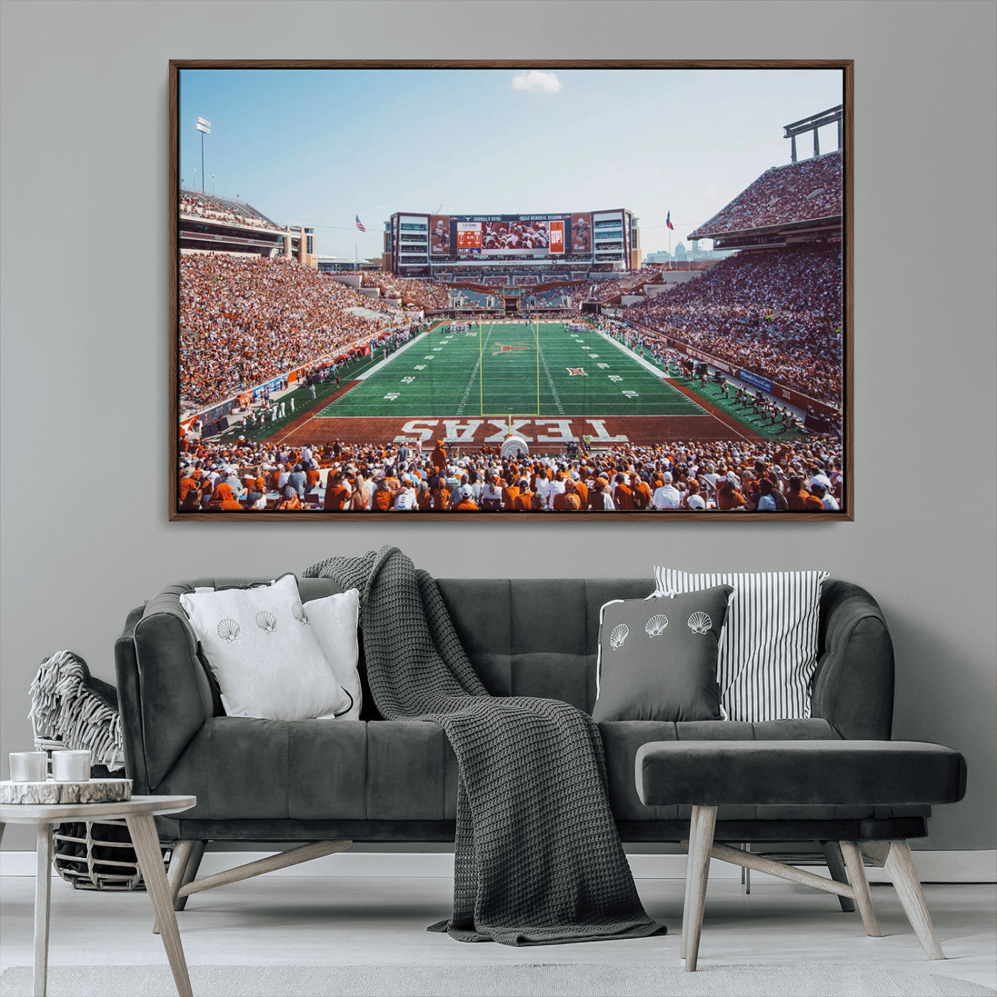 MGV-FC-36X24 - Framed Texas Memorial Stadium Canvas, University of Texas Longhorns Football Team Print - Austin