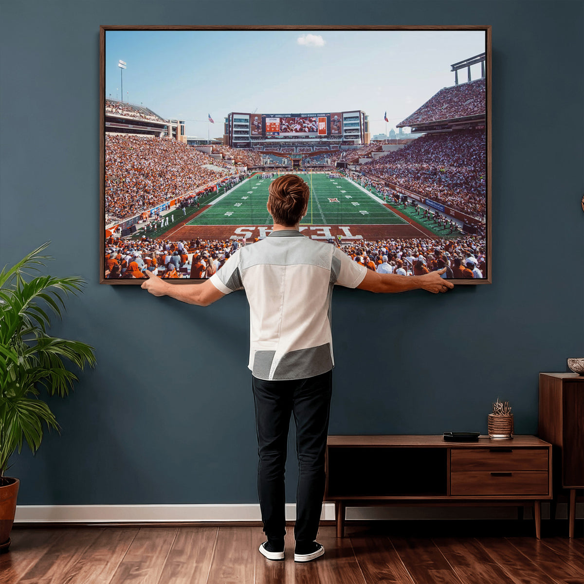 14826-MGV-CV-36X24 - Framed Texas Memorial Stadium Canvas, University of Texas Longhorns Football Team Print - Austin