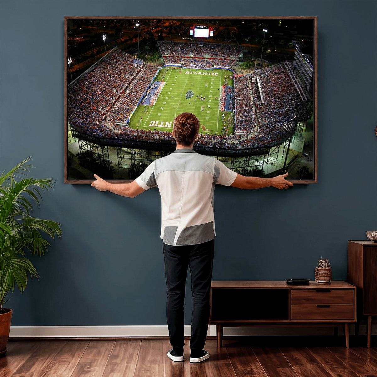 72354-MGV-CV-36X24 - Florida Atlantic University Owls Football Team Print - Boca Raton FAU Stadium Wall Art Canvas Print