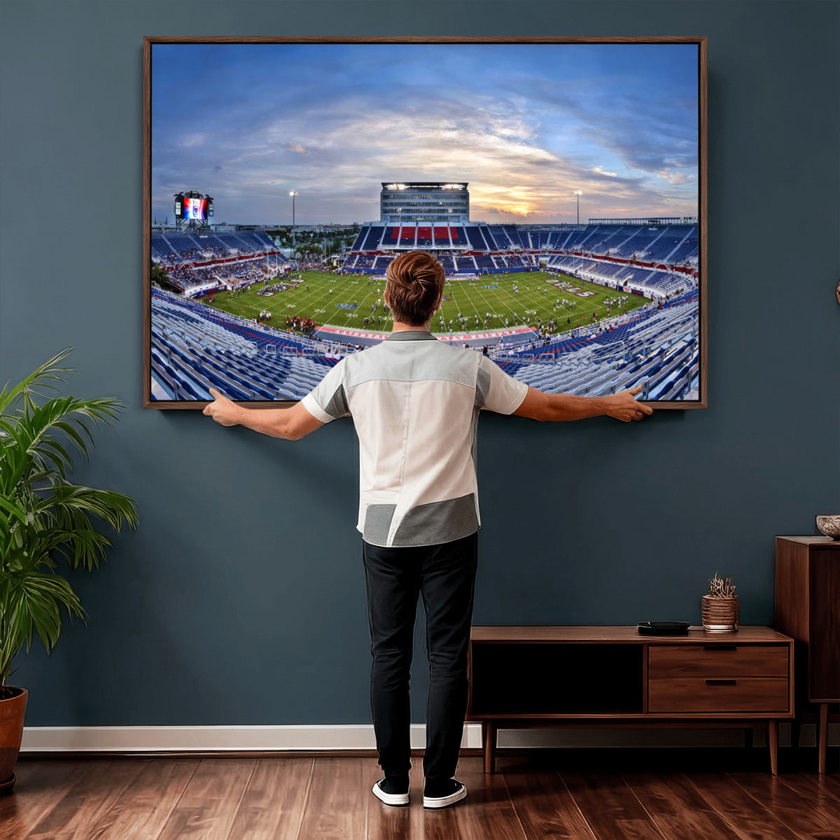 69559-MGV-CV-36X24 - Florida Atlantic University Owls Football Team Print - Boca Raton FAU Stadium Wall Art Canvas Print