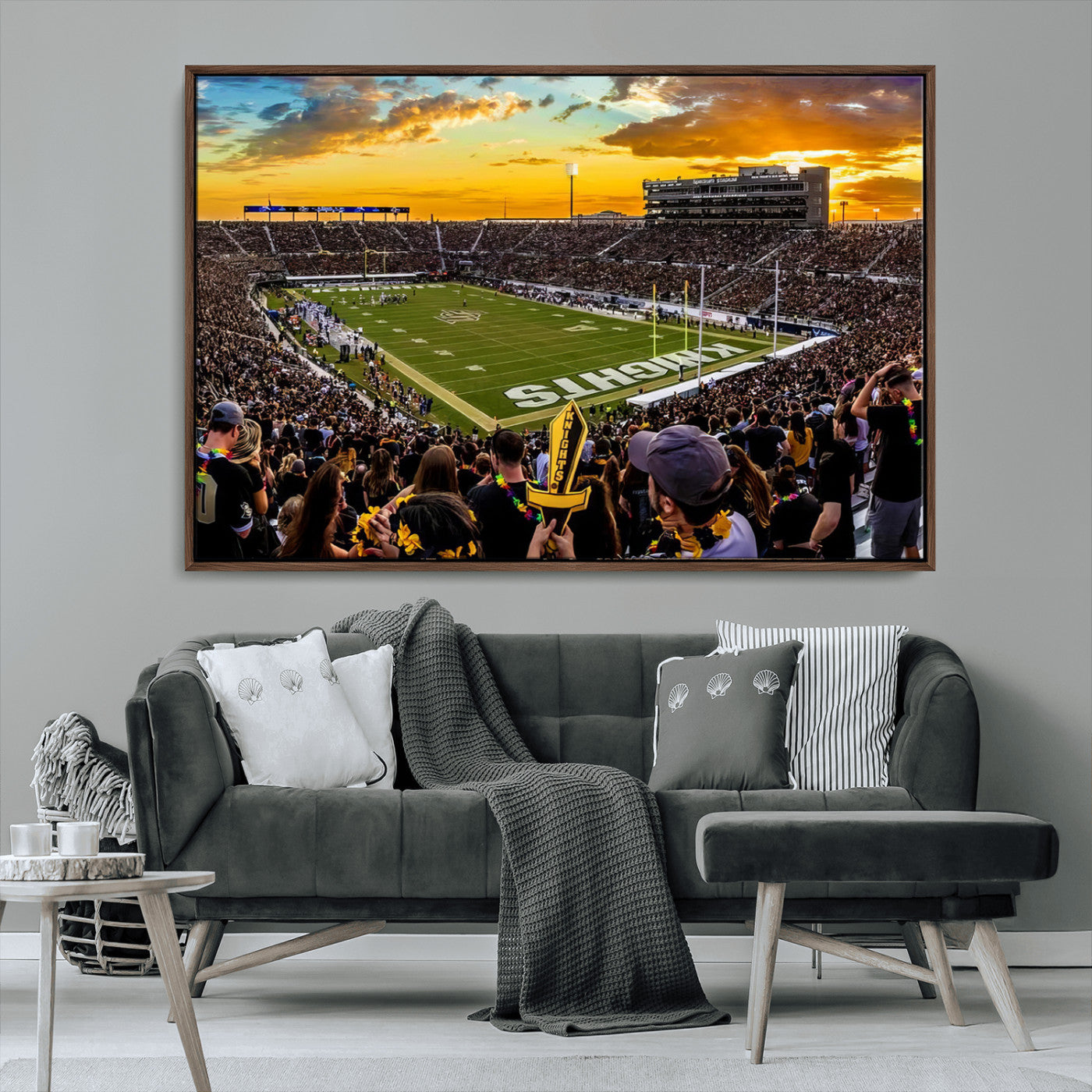 MGV-FC-36X24 - UCF Knights Football Team Print - Orlando FBC Mortgage Stadium, UCF Knights Wall Art Canvas Print
