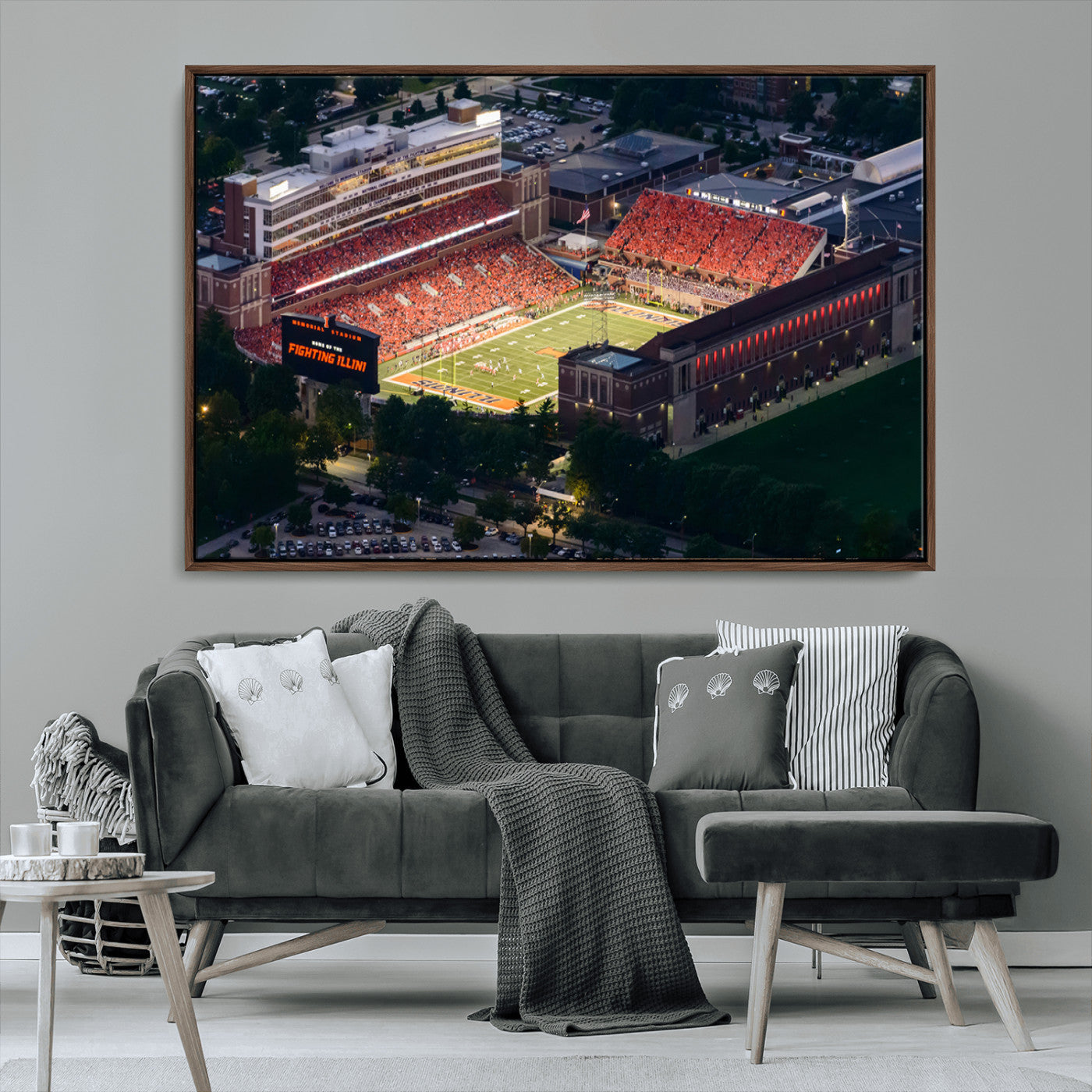 MGV-FC-36X24 - University of Illinois Fighting Illini Football Team Print - Champaign Illinois Memorial Stadium