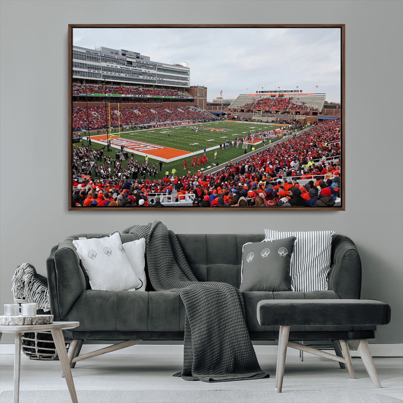 MGV-FC-36X24 - University of Illinois Fighting Illini Football Team Print - Champaign Illinois Memorial Stadium
