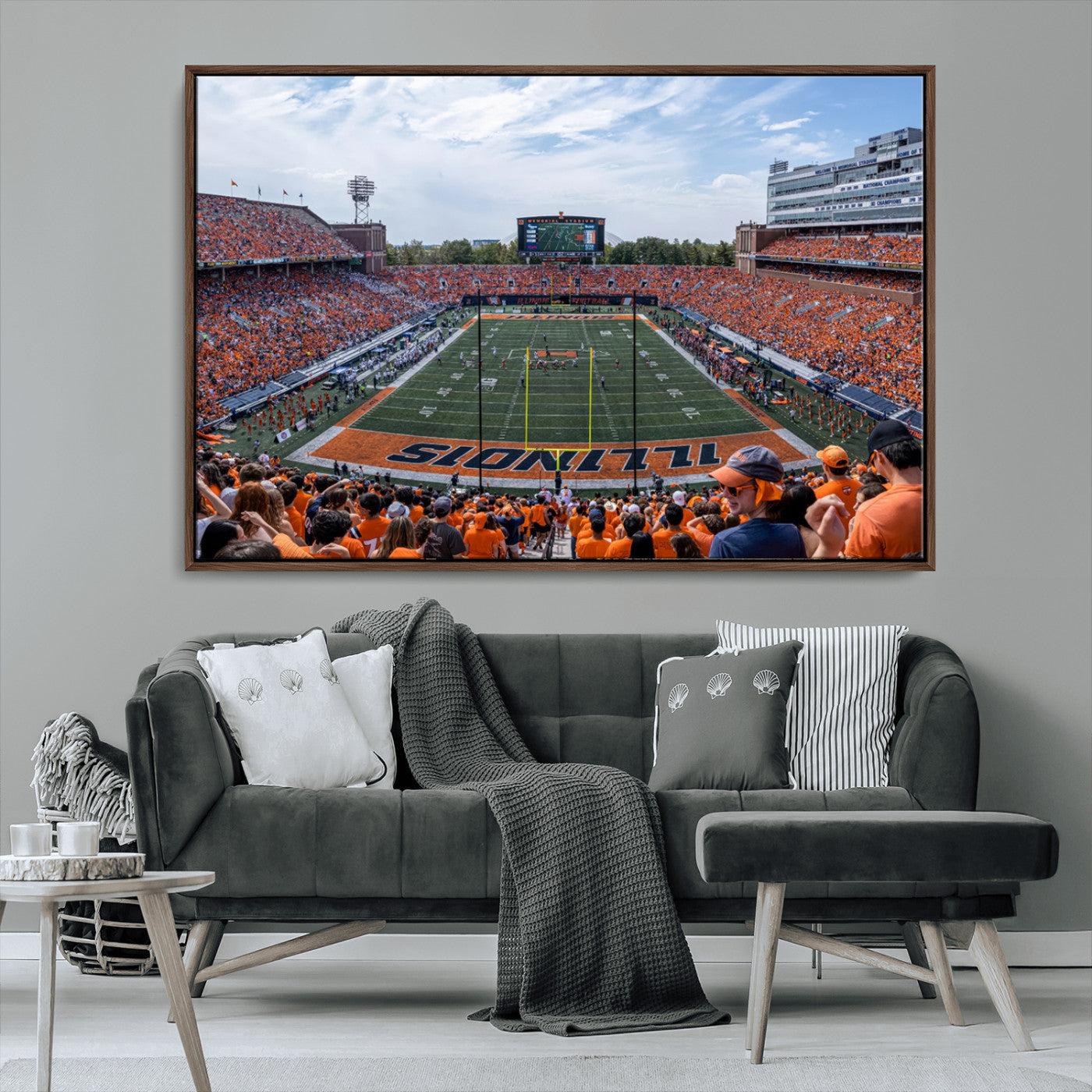 MGV-FC-36X24 - University of Illinois Fighting Illini Football Team Print Canvas - Champaign Illinois Memorial