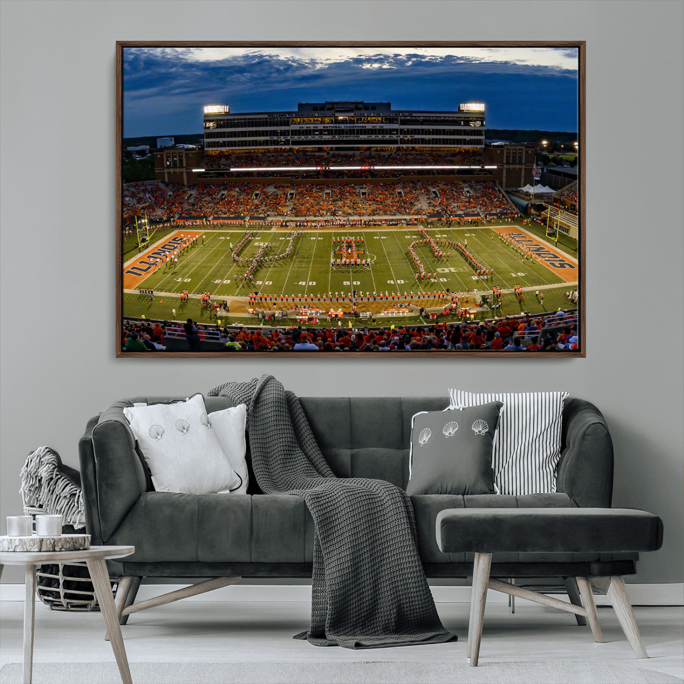 MGV-FC-36X24 - University of Illinois Fighting Illini Football Team Print - Champaign Illinois Memorial Stadium