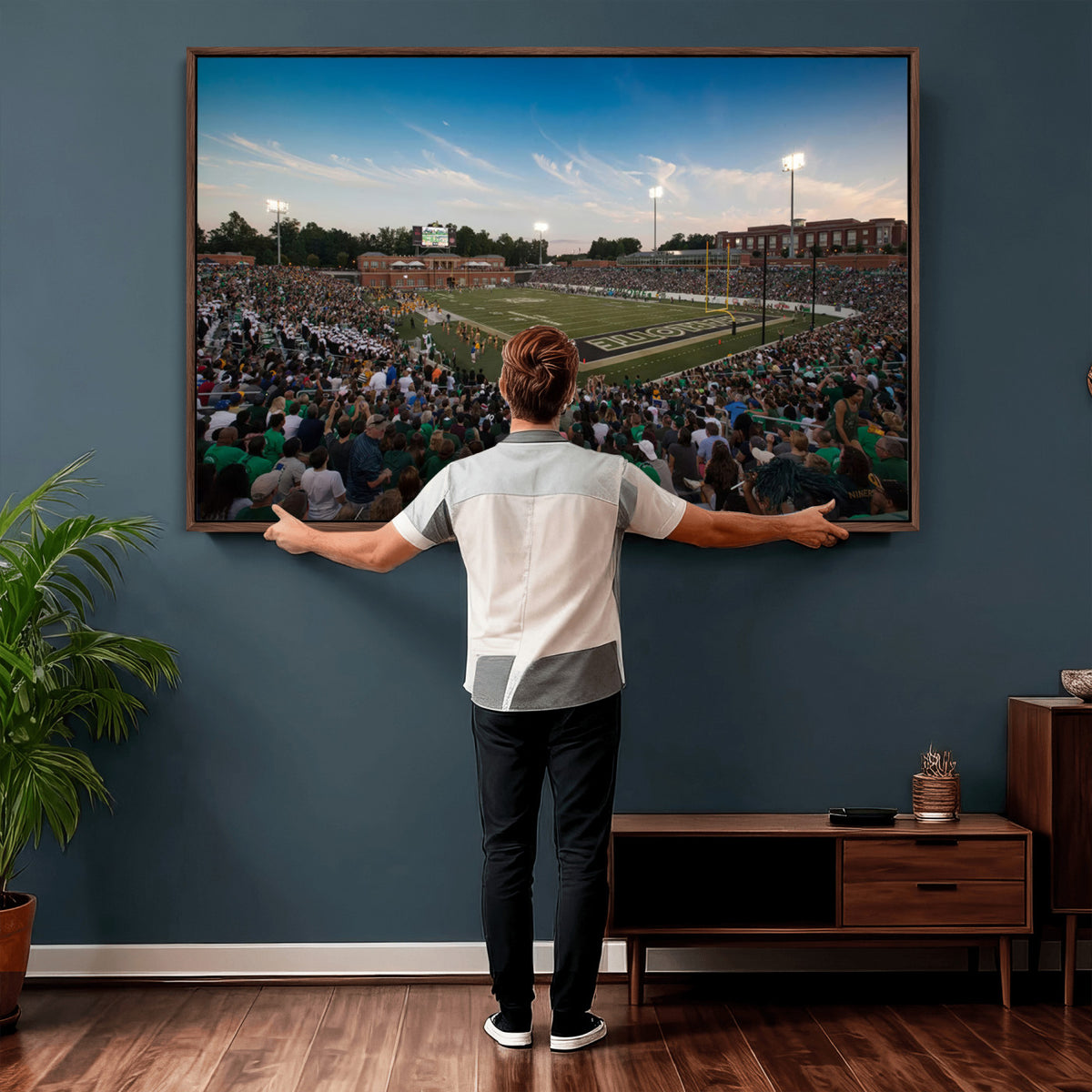 12290-MGV-CV-36X24 - University of Charlotte 49ers Football Team Print - Charlotte Jerry Richardson Stadium Wall Art
