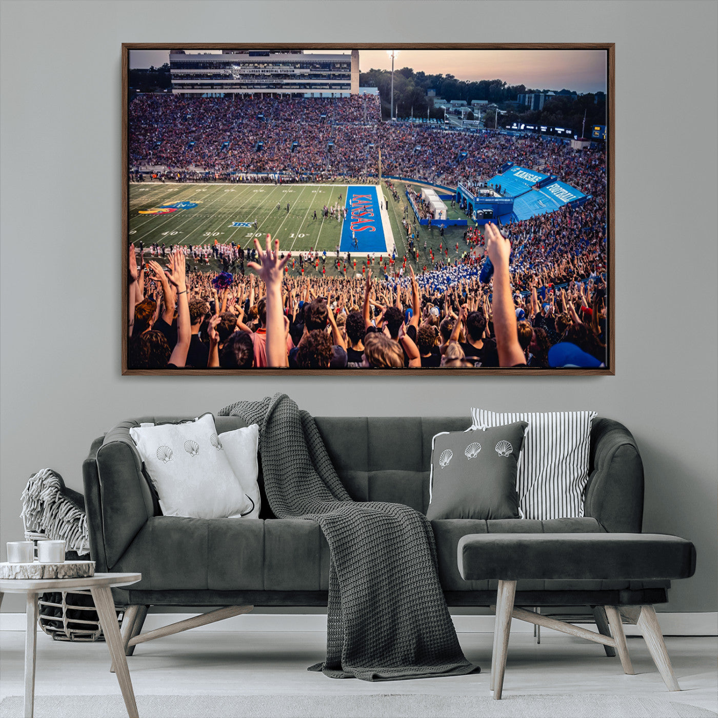 MGV-FC-36X24 - University of Kansas Jayhawks Football Team Art Print - Lawrence Kansas Memorial Stadium Wall Art