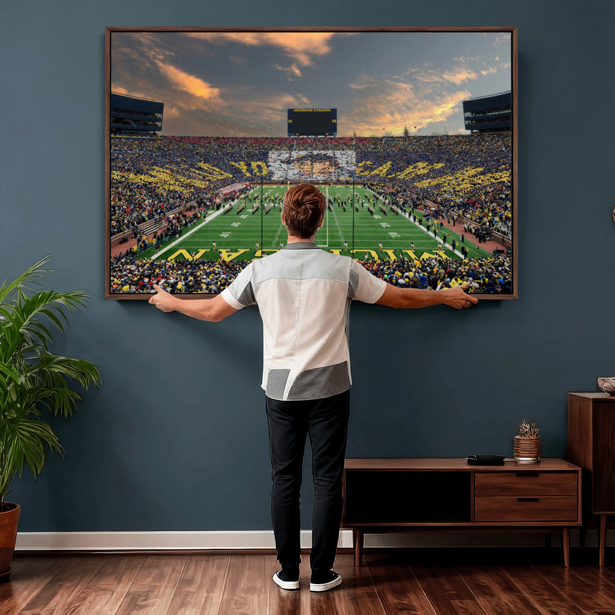81843-MGV-CV-36X24 - University of Michigan Wolverines Print Canvas, Football Team Print - Ann Arbor Michigan Stadium