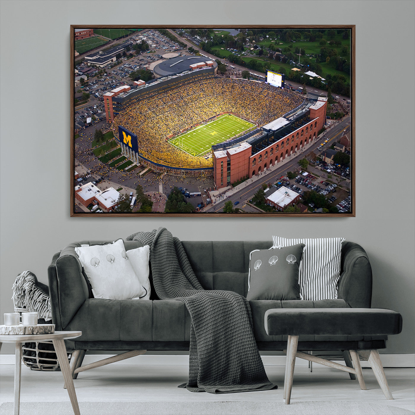 MGV-FC-36X24 - University of Michigan Wolverines Football Team Print - Ann Arbor Michigan Stadium Wall Art Canvas