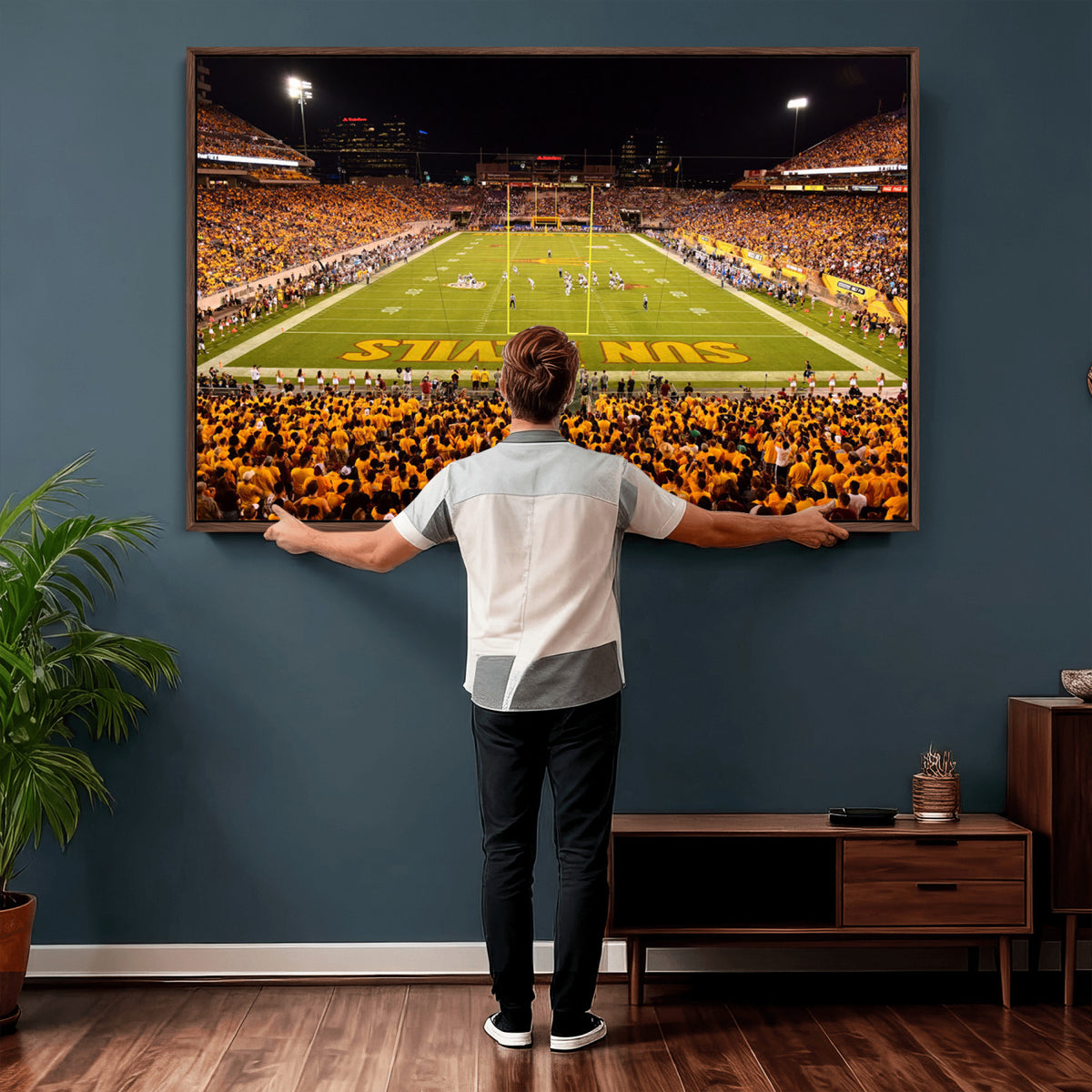 21588-MGV-CV-36X24 - ASU Sun Devils Football Team Print - Phoenix Mountain America Stadium Wall Art Canvas Print