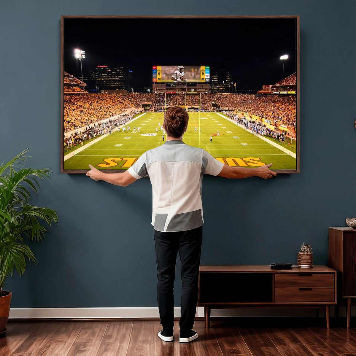 87612-MGV-CV-36X24 - ASU Sun Devils Football Team Print - Phoenix Mountain America Stadium Canvas Print