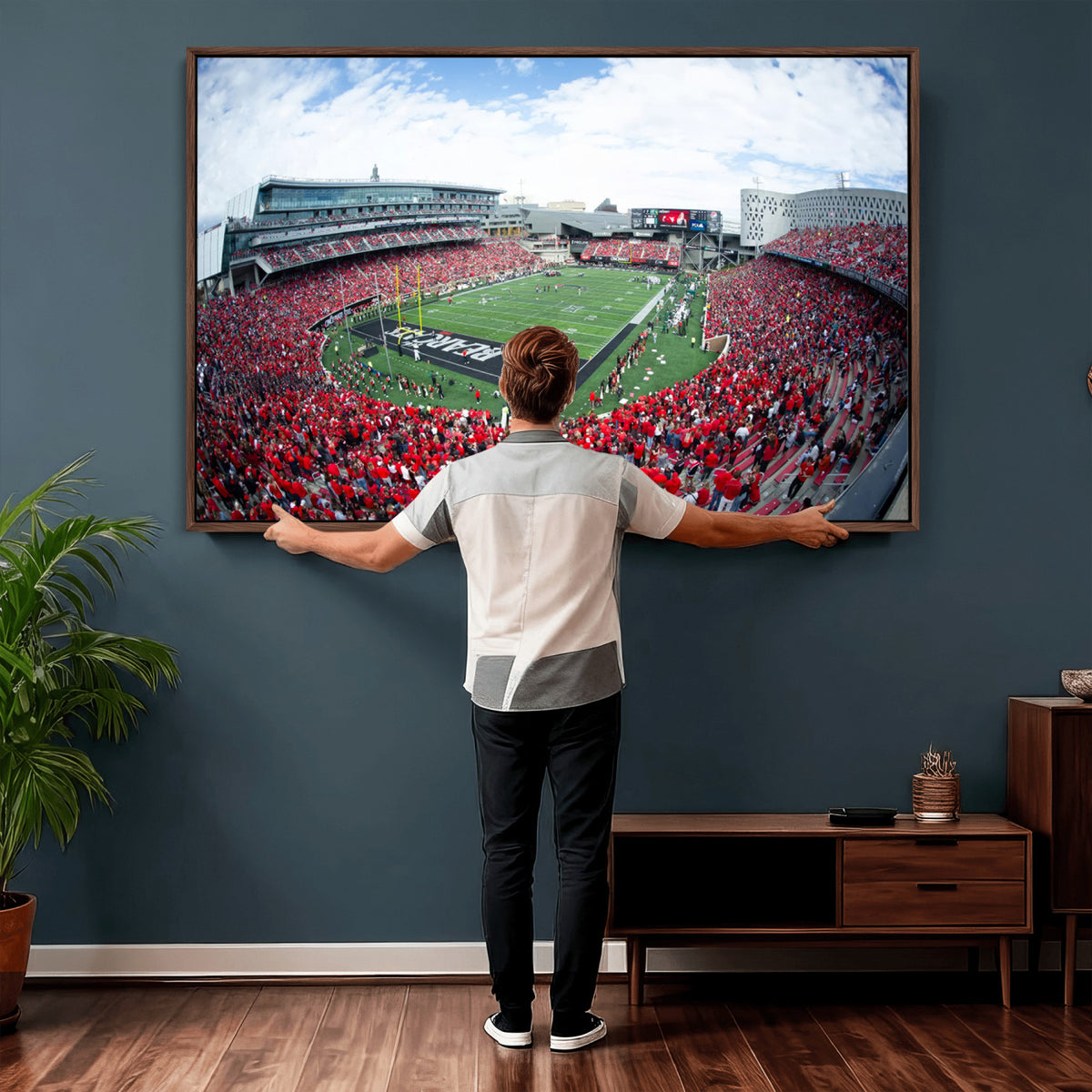 54070-MGV-CV-36X24 - Cincinnati Bearcats Football Team Print - Nippert Stadium Wall Art Canvas Print