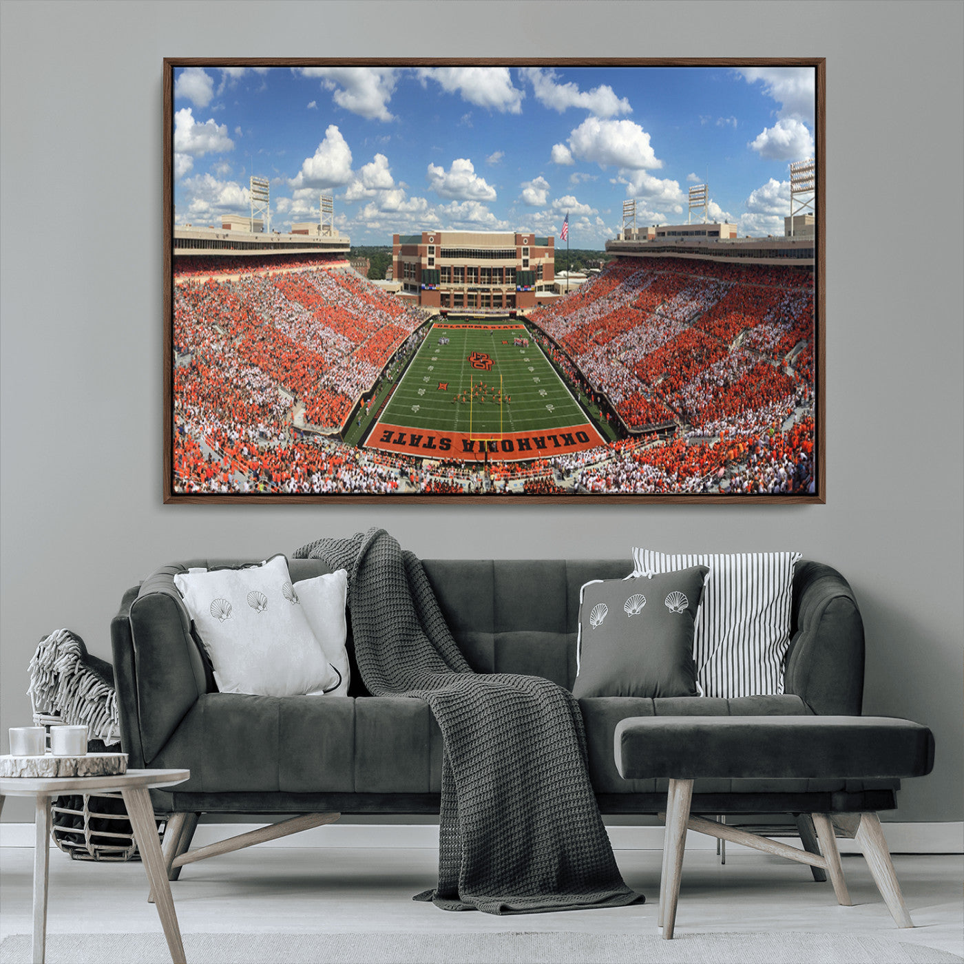 MGV-FC-36X24 - Oklahoma State Cowboys Football Team Print - Stillwater Boone Pickens Stadium Wall Art Canvas Print