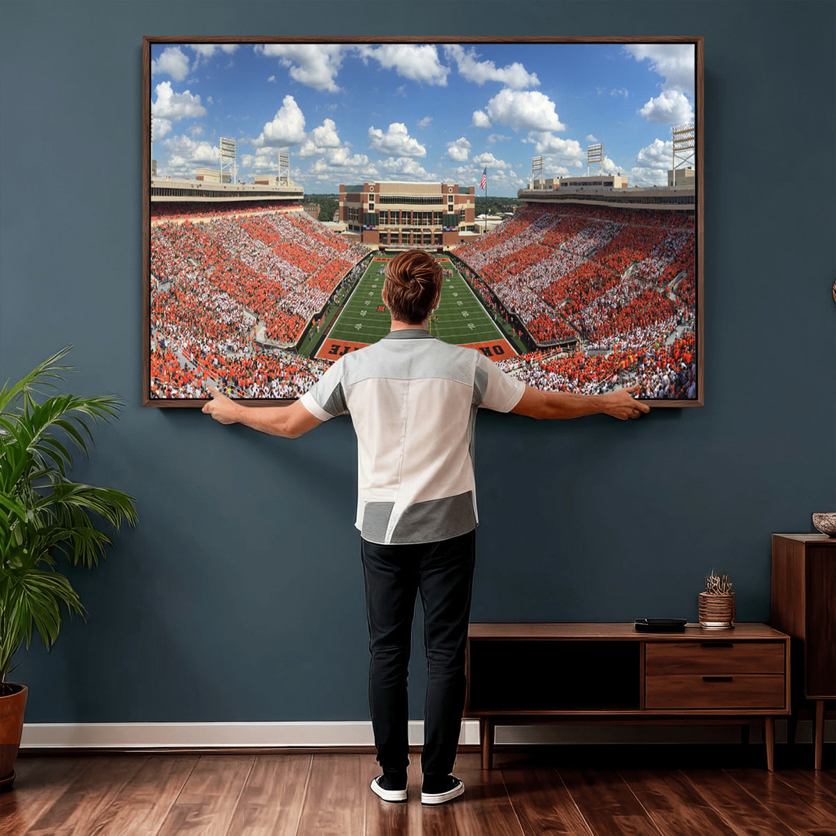 65192-MGV-CV-36X24 - Oklahoma State Cowboys Football Team Print - Stillwater Boone Pickens Stadium Wall Art Canvas Print