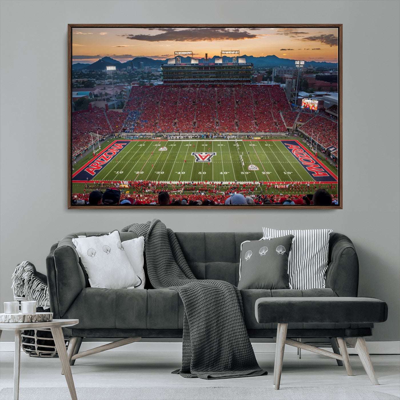 MGV-FC-36X24 - Framed Arizona Wildcats Football Team Print - Tucson Arizona Stadium Wall Art Canvas Print