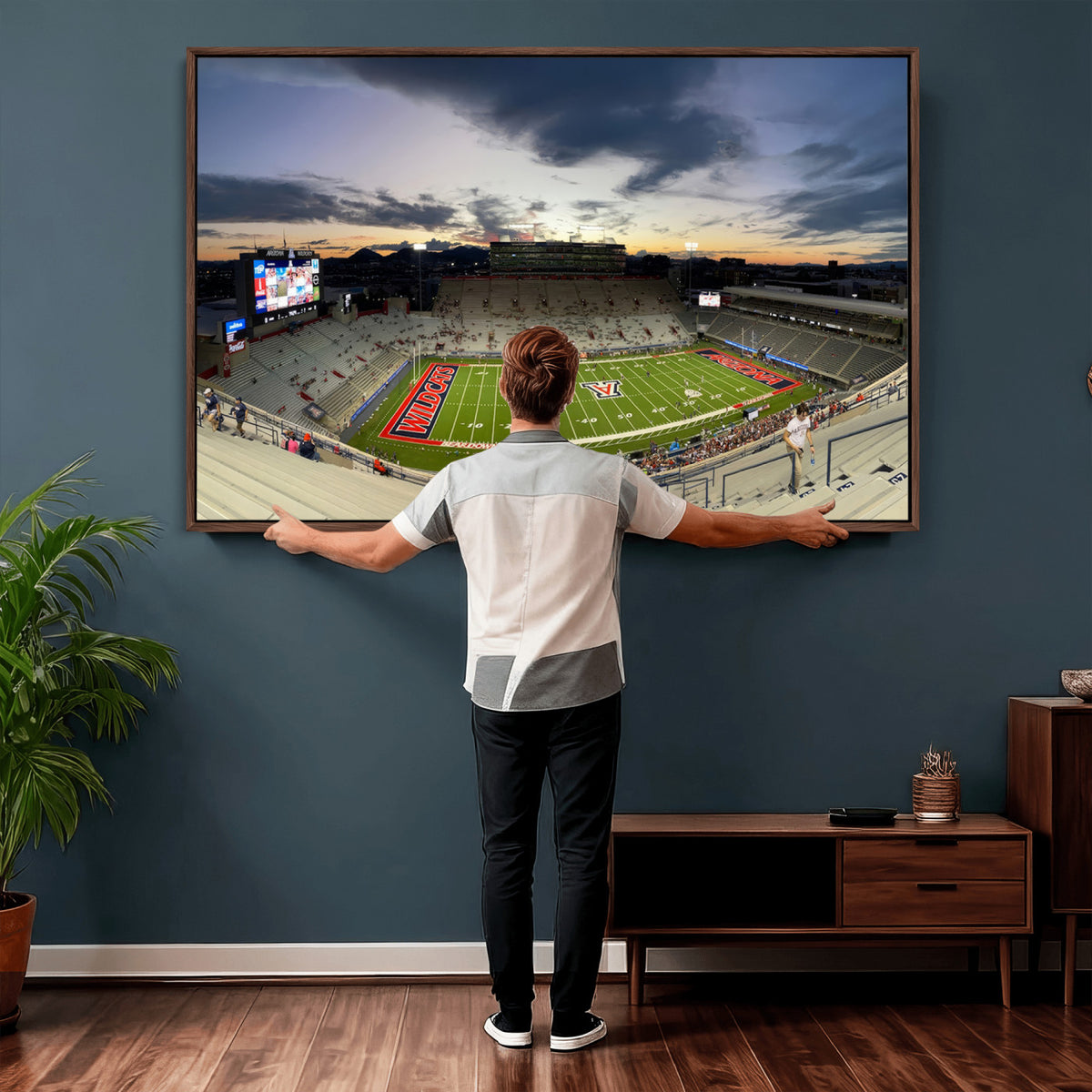 24339-MGV-CV-36X24 - Arizona Wildcats Football Team Print - Tucson Arizona Stadium Wall Art Canvas Print