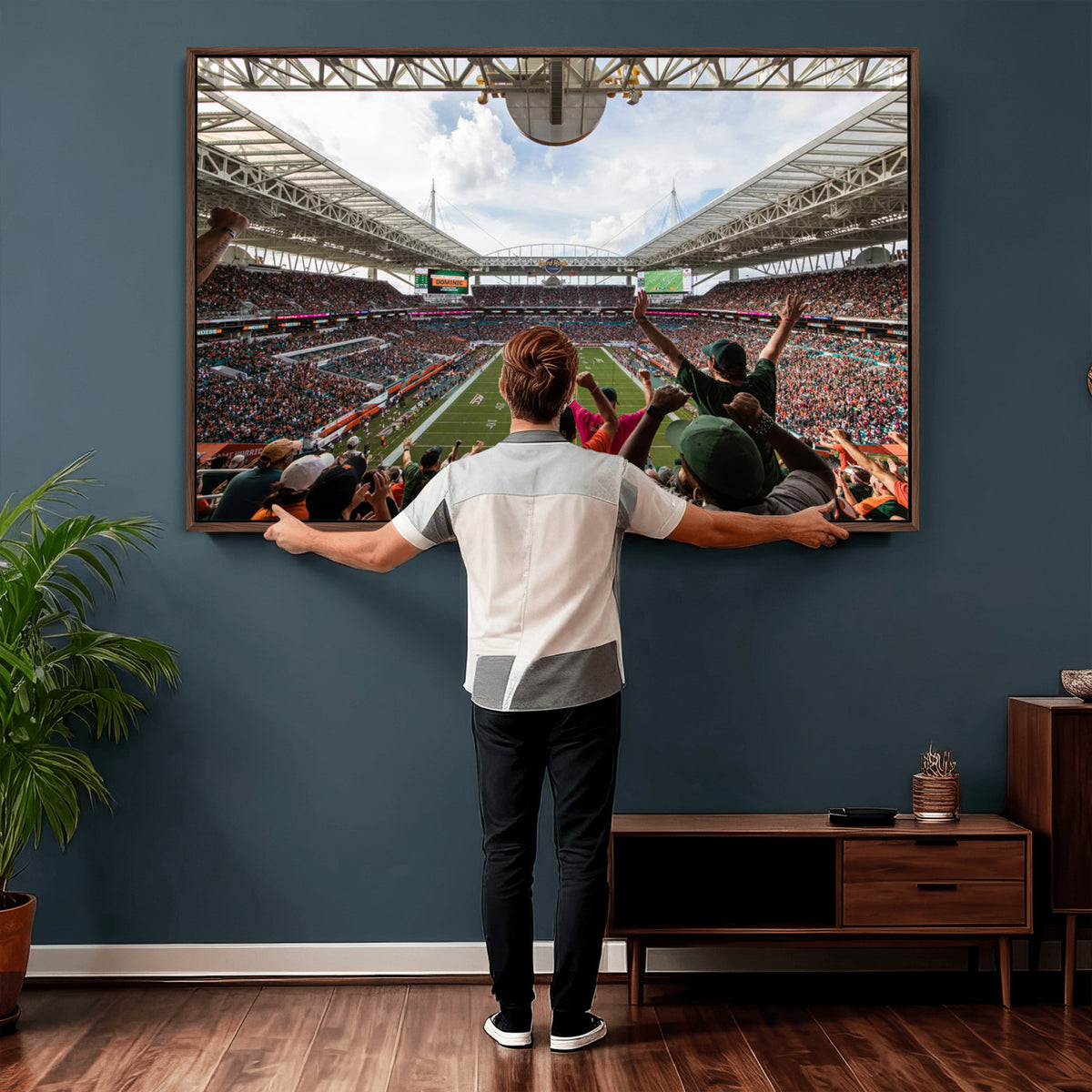 66239-PAN-FL-20X10 - Miami Hurricanes Football Team Wall Art Print - Miami Hard Rock Stadium Wall Art Canvas Print